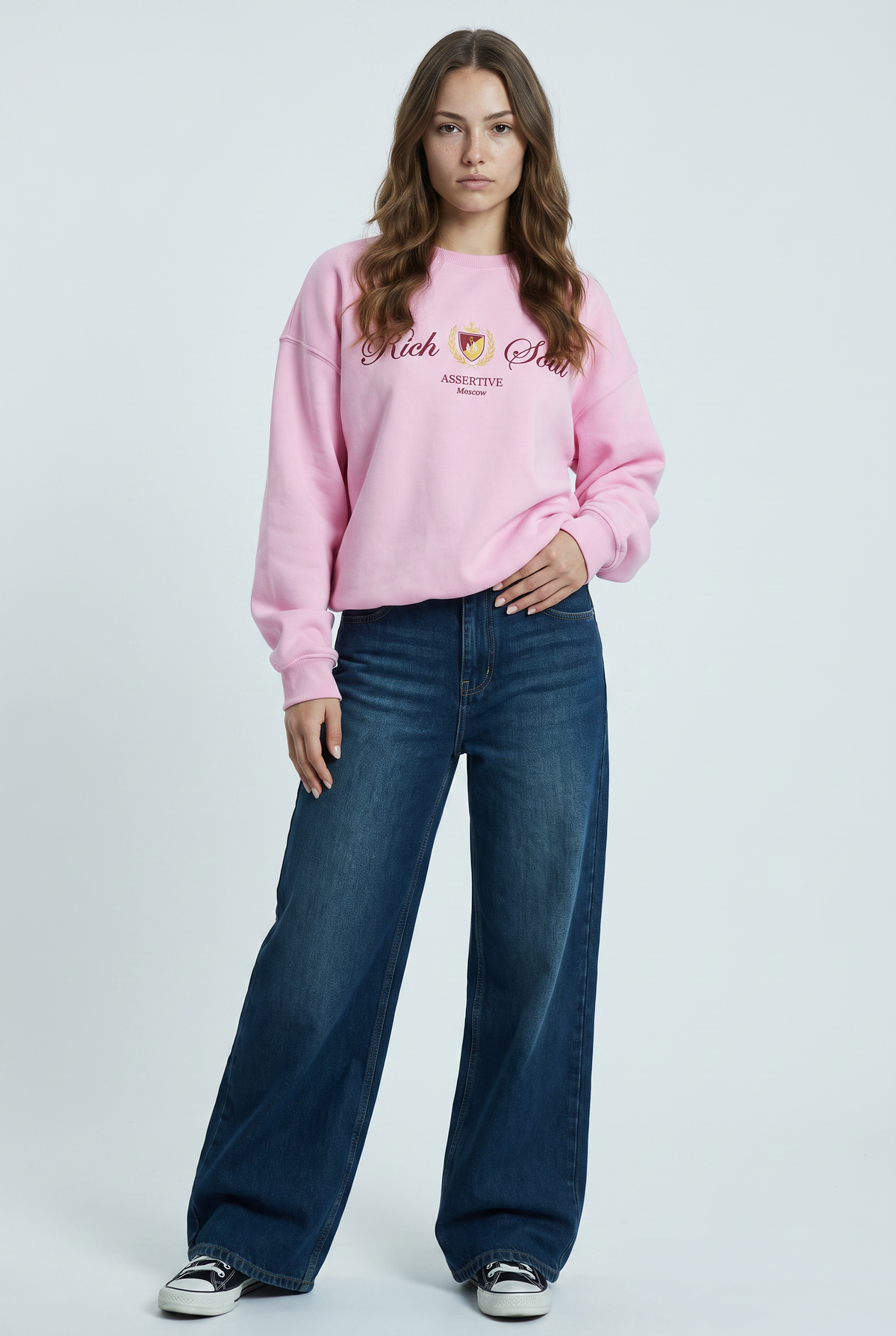 Pink Oversized Graphic Cotton Sweatshirt