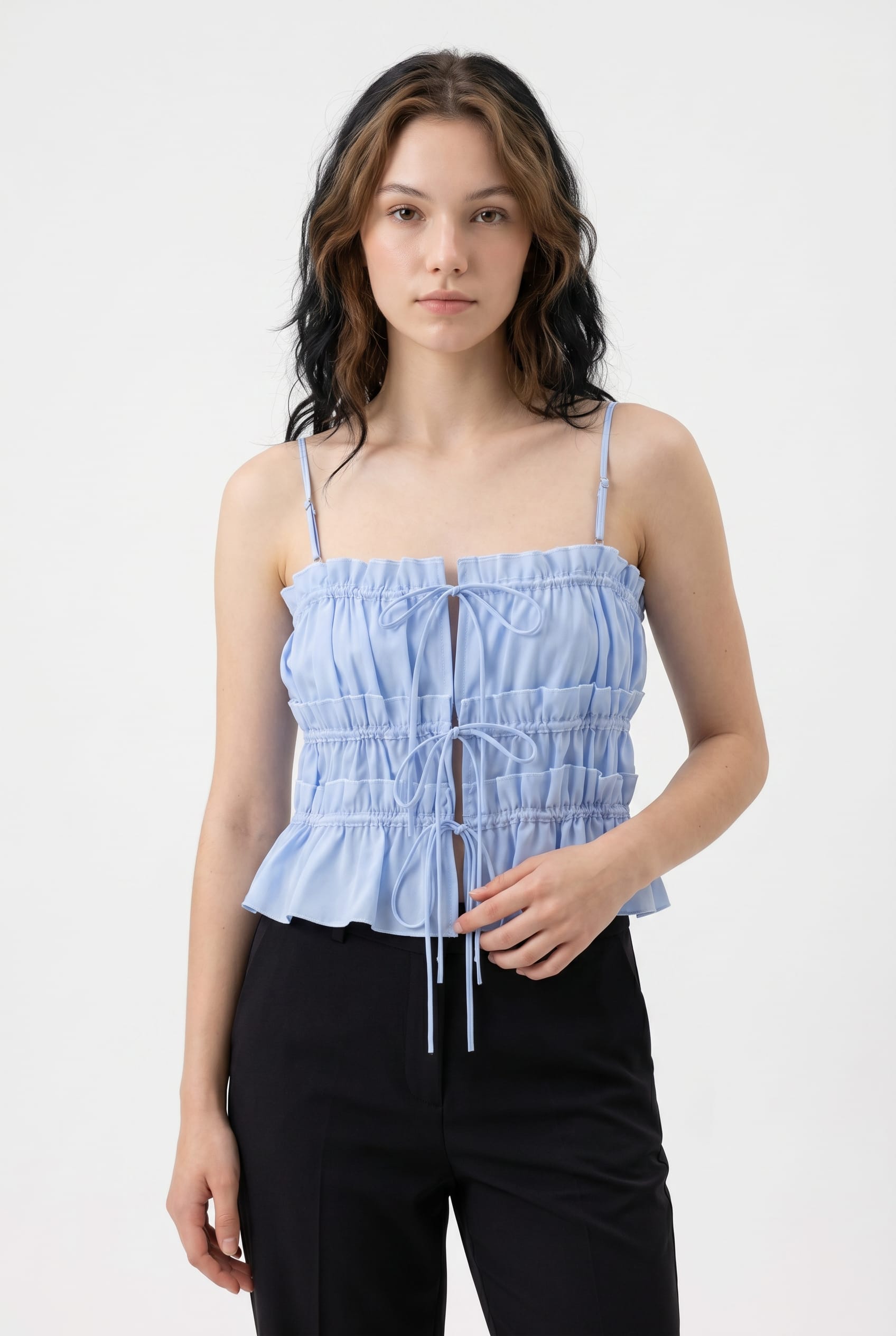 Baby Blue Ruched Corset Top