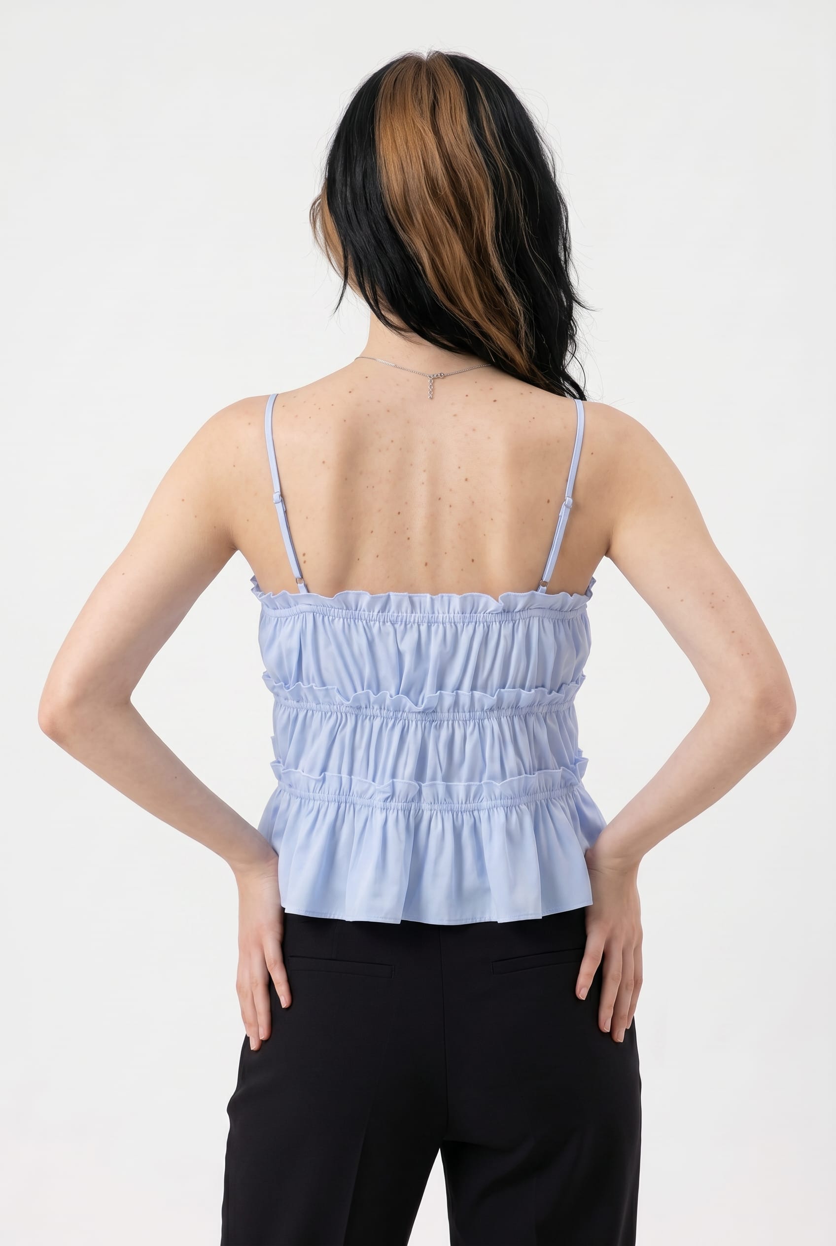 Baby Blue Ruched Corset Top