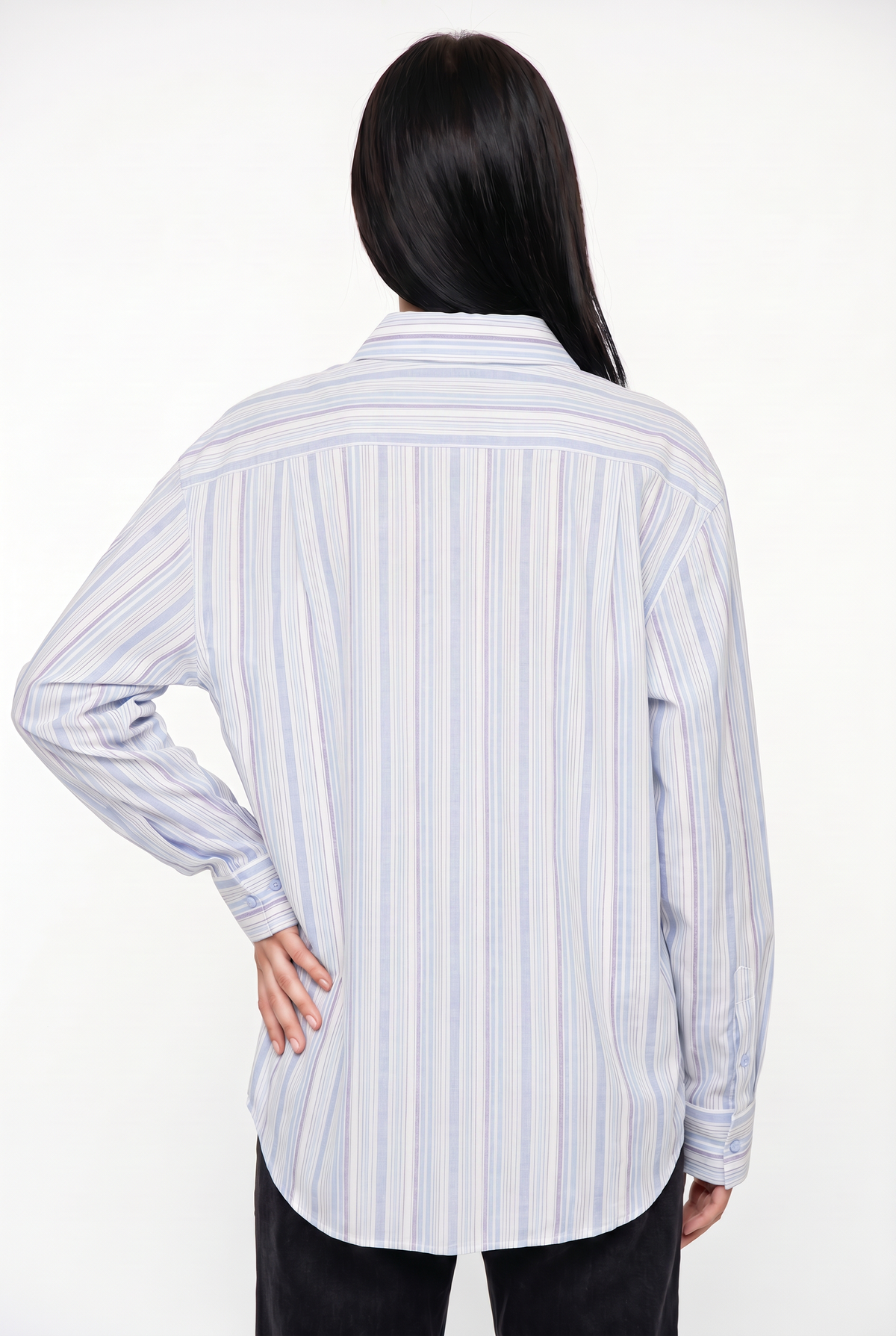 Blue Striped Oversized Button Shirt