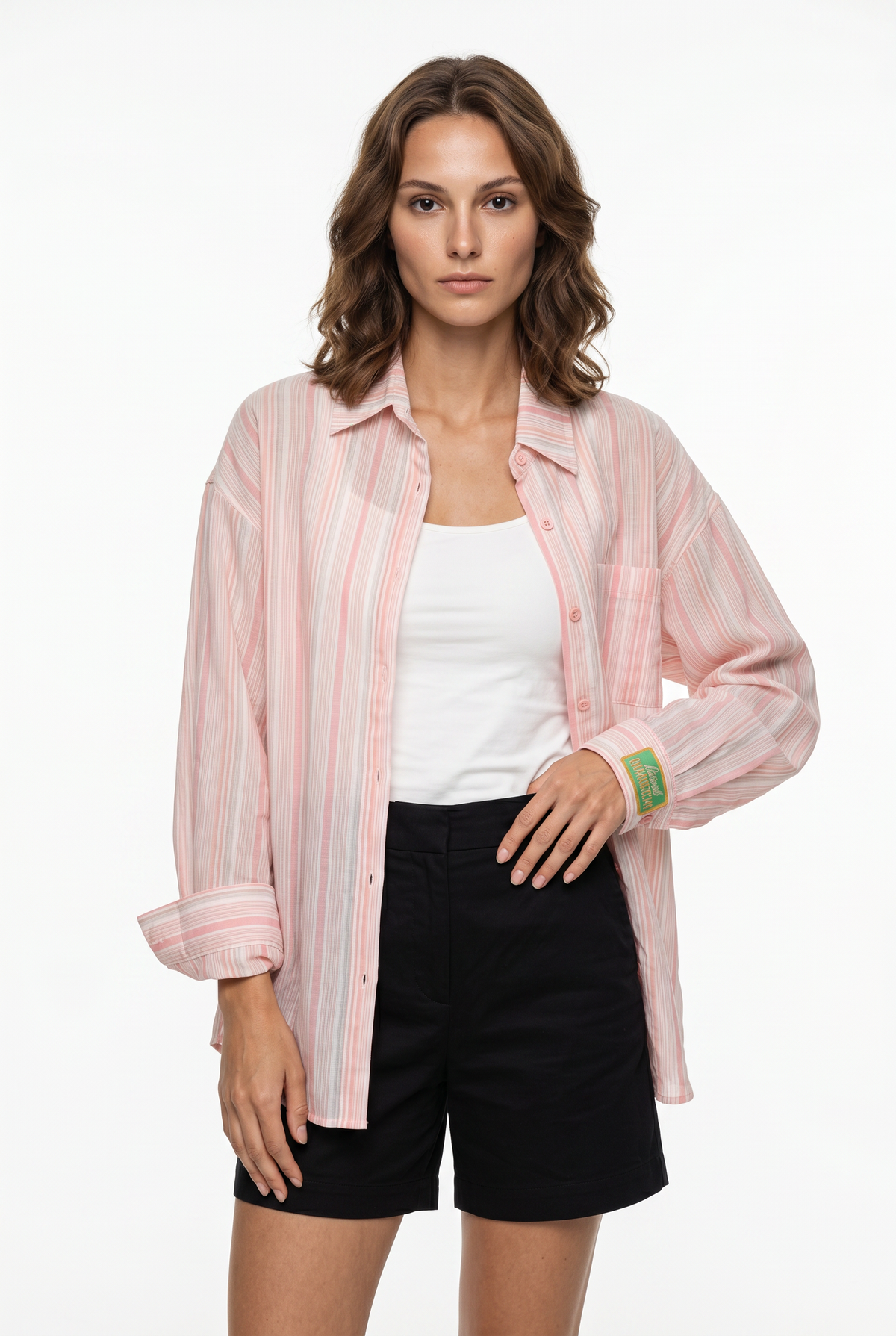 Pink Striped Oversized Casual Shirt