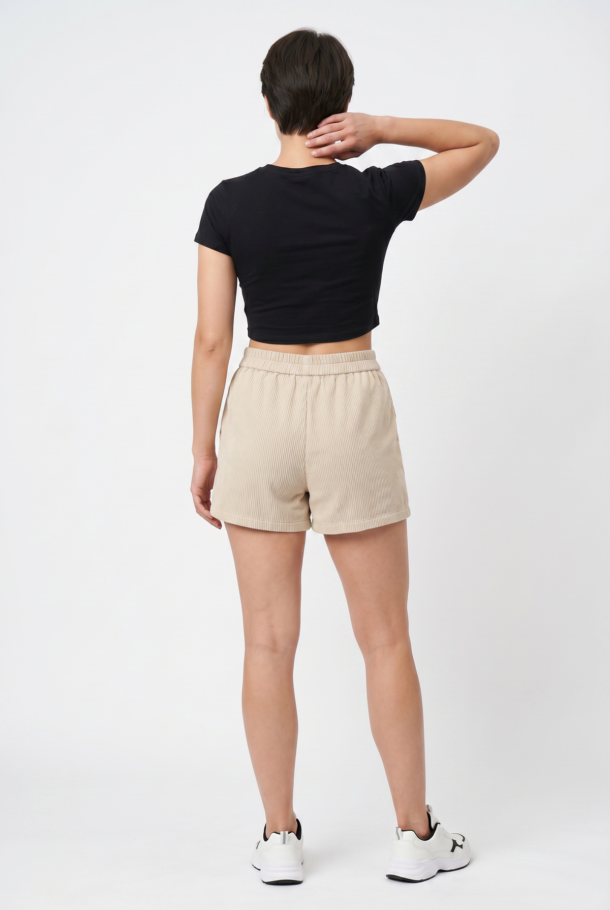 Beige Relaxed Corduroy Mini Shorts