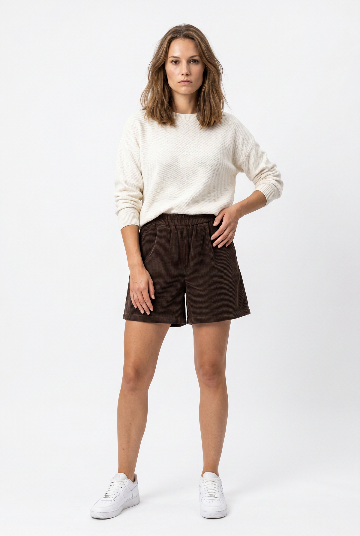 Brown Corduroy Relaxed Fit Shorts