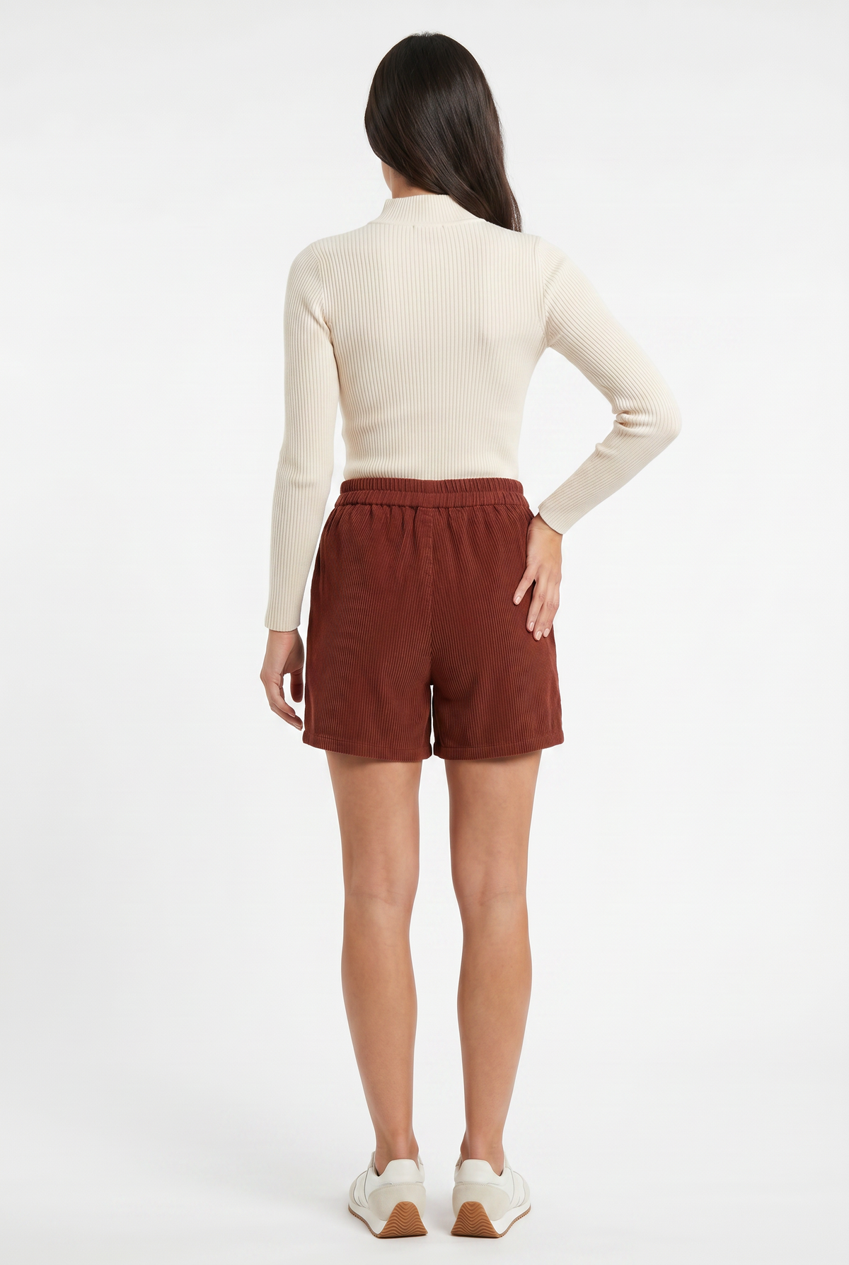 Rust Corduroy Relaxed Mini Shorts