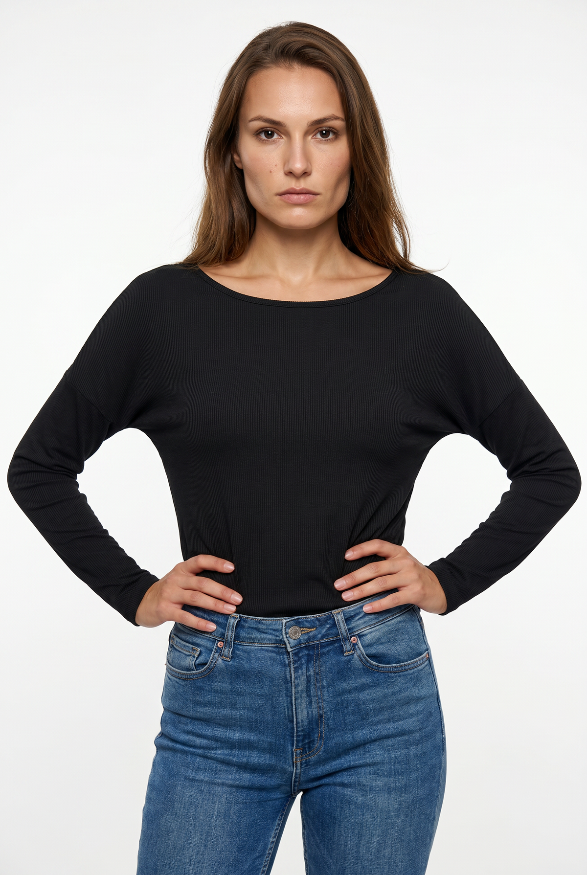 Black Butterfly Back Ribbed Top