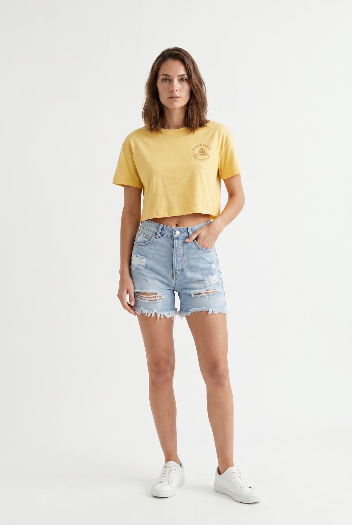 Blue Distressed Denim Mini Shorts
