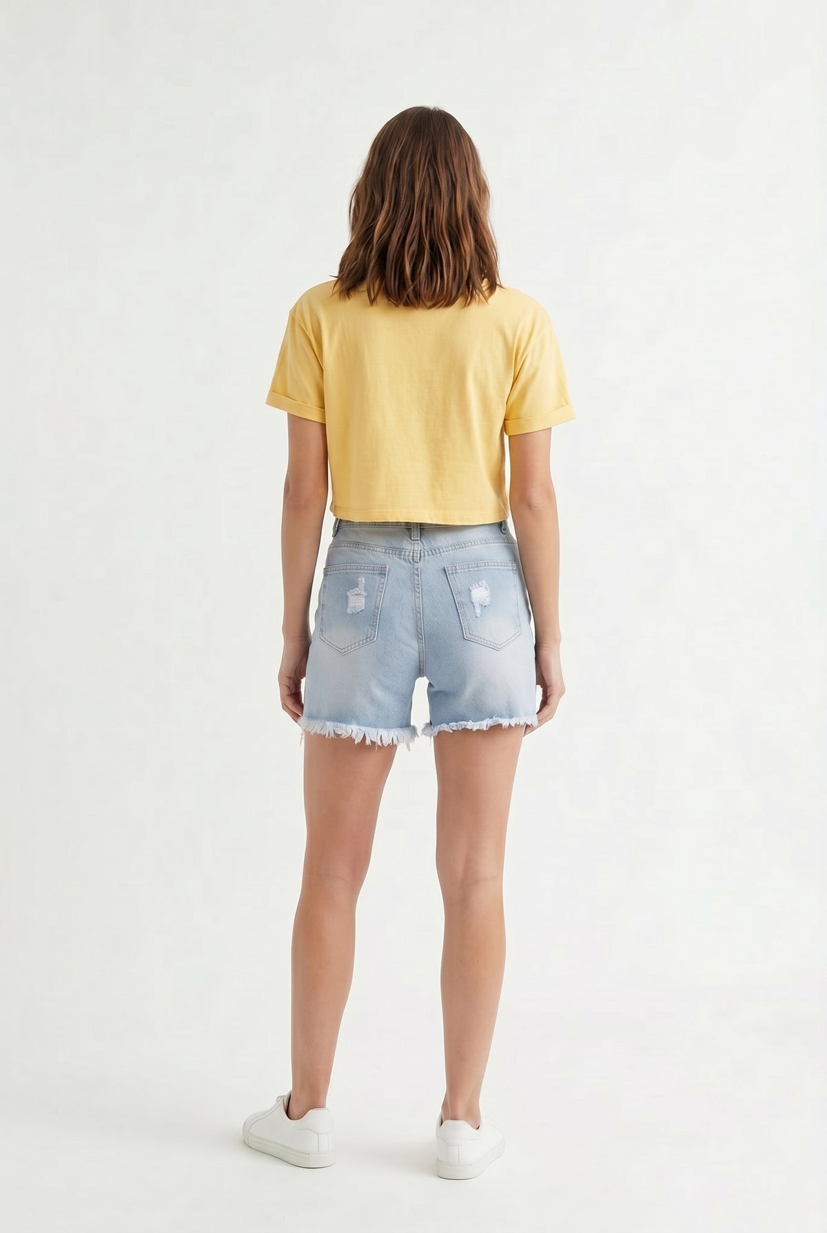 Blue Distressed Denim Mini Shorts