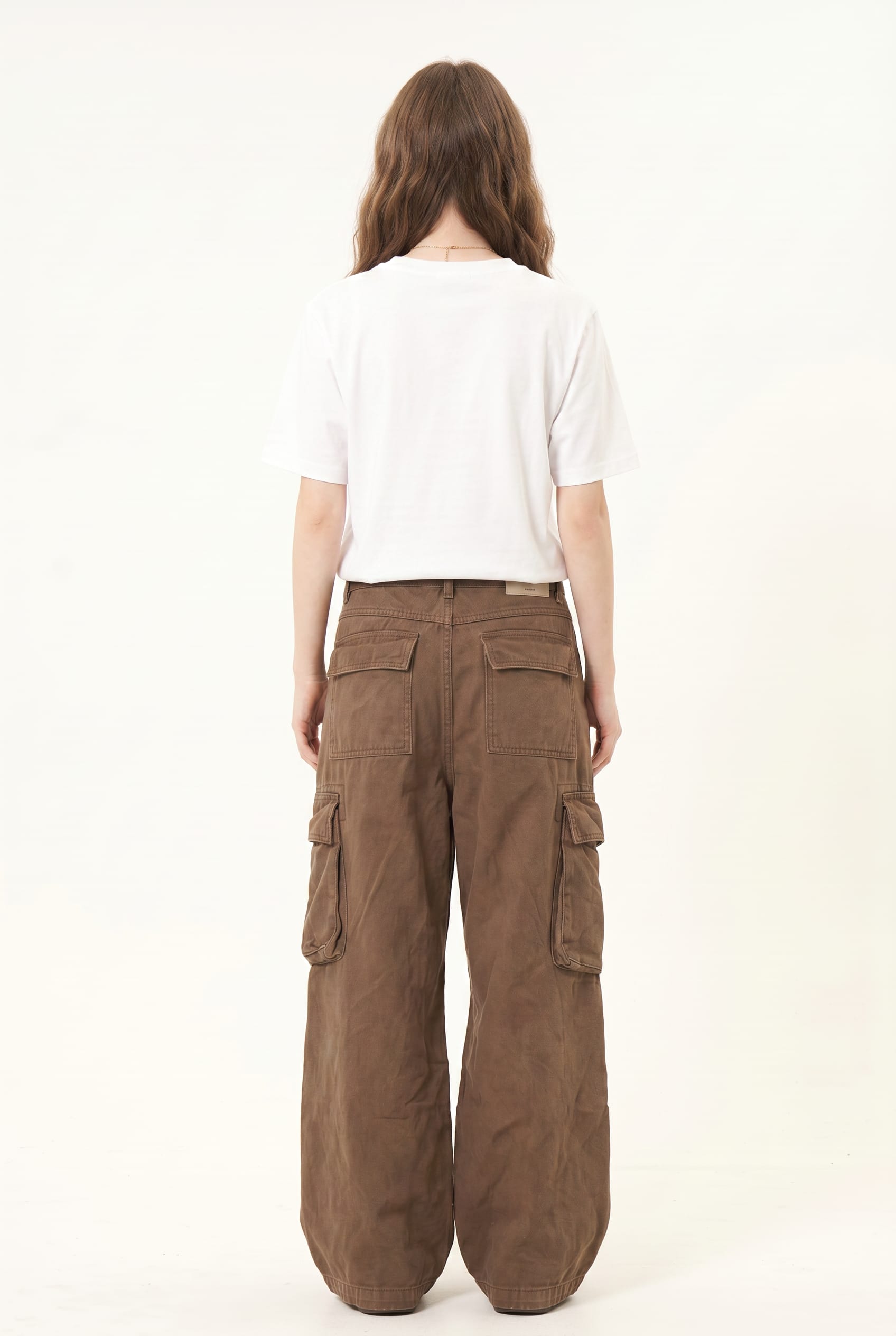 Brown Wide Leg Utility Cargo Pants