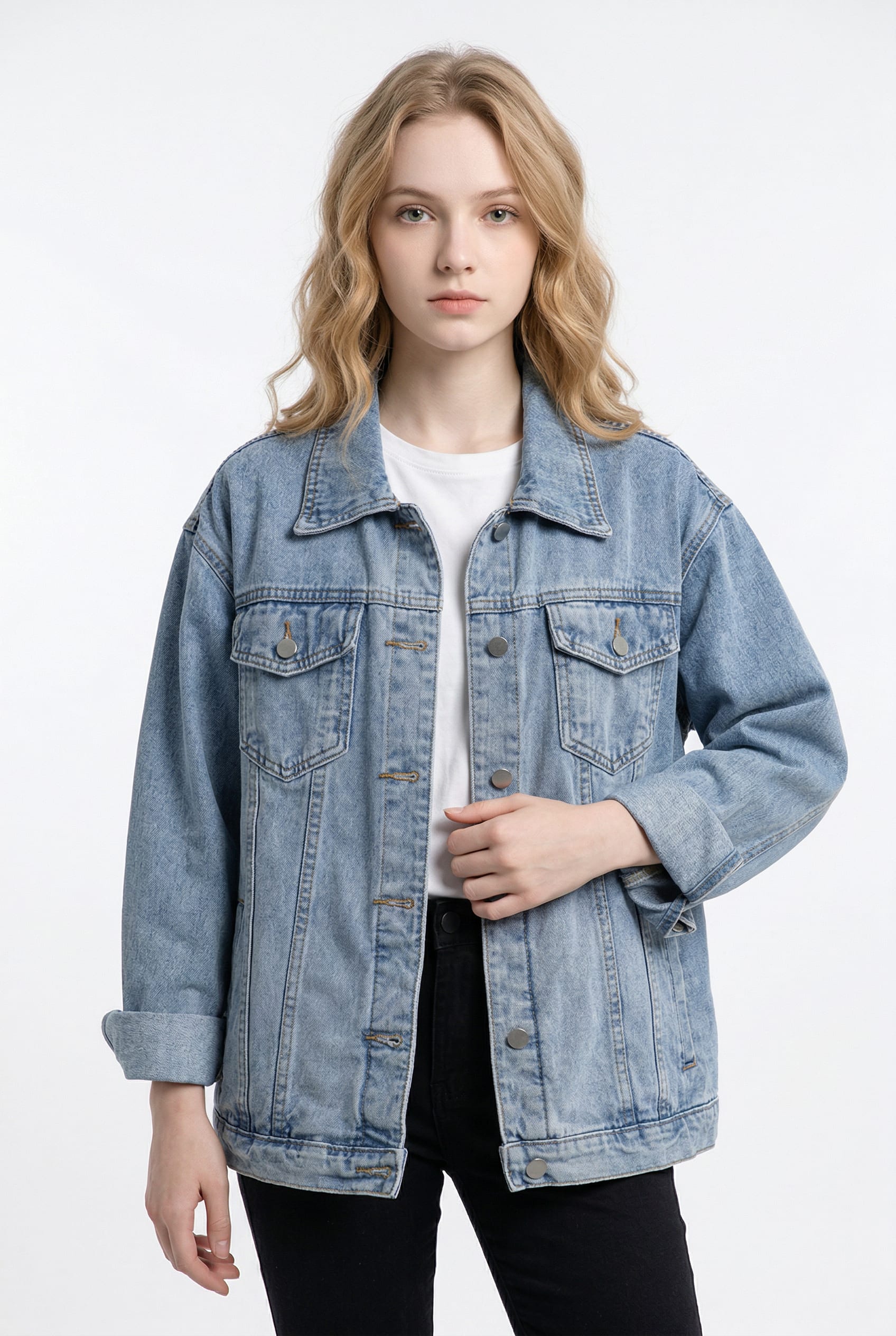 Light Wash Oversized Denim Jacket