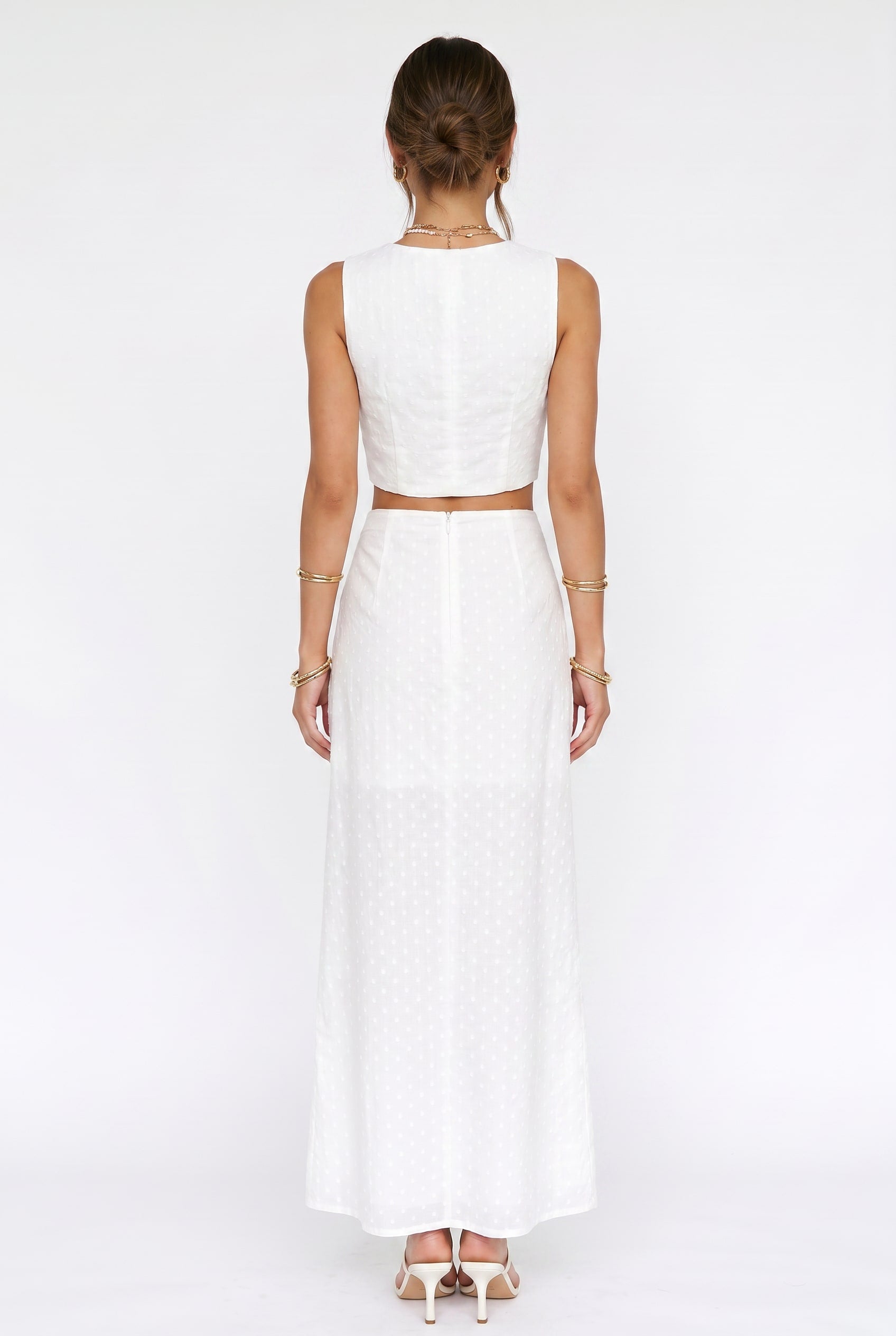 White Linen Cut-Out Tie Front Co-Ord