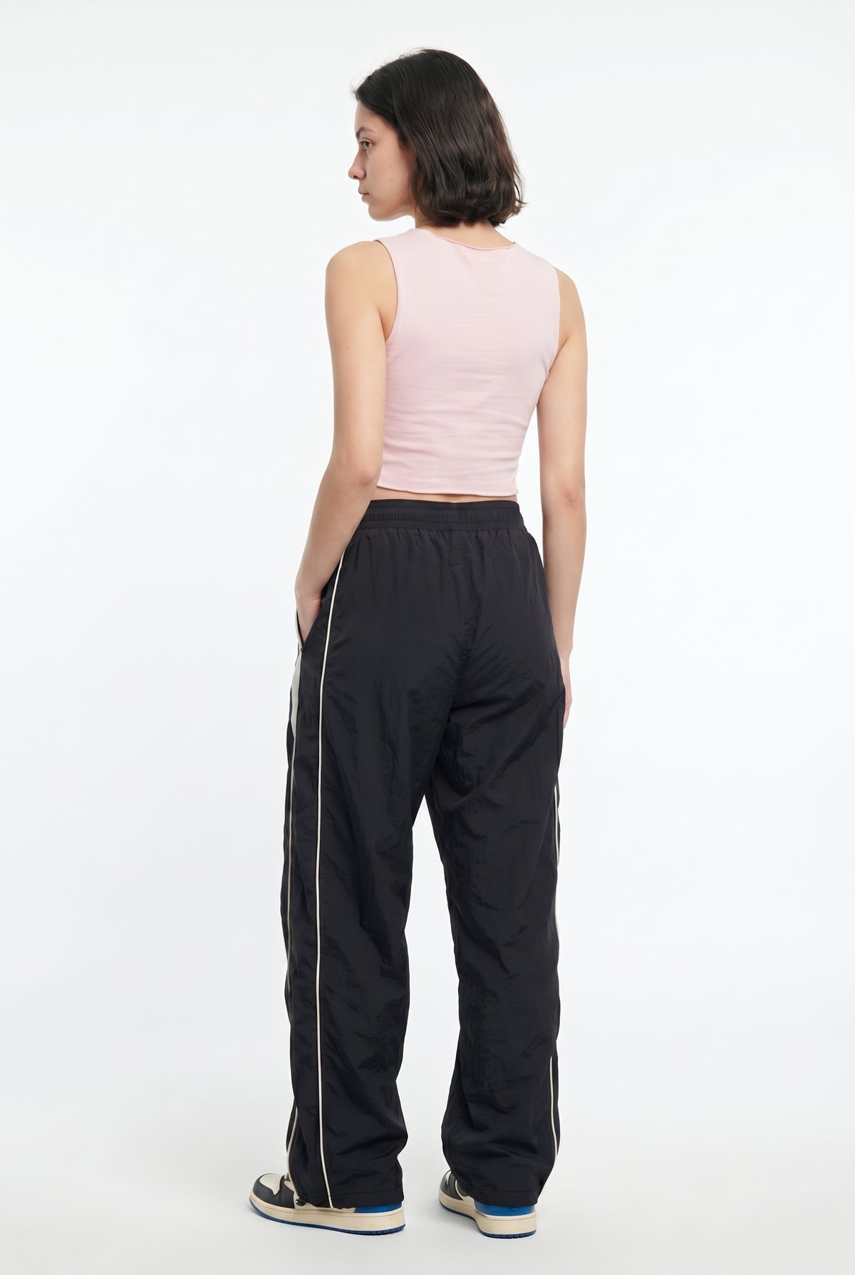 Black Wide Leg Track Pants