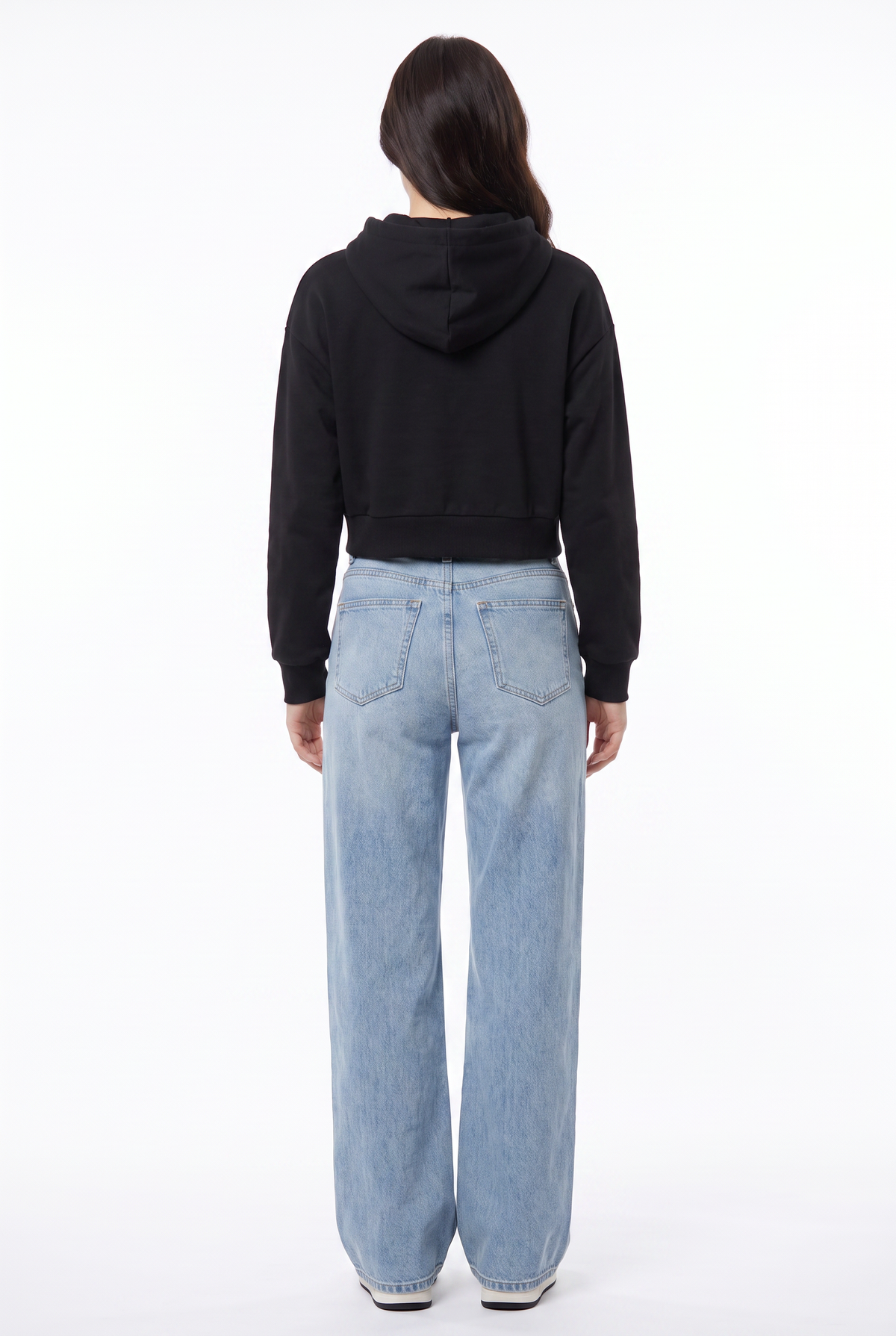 Black Cropped Graphic Hoodie