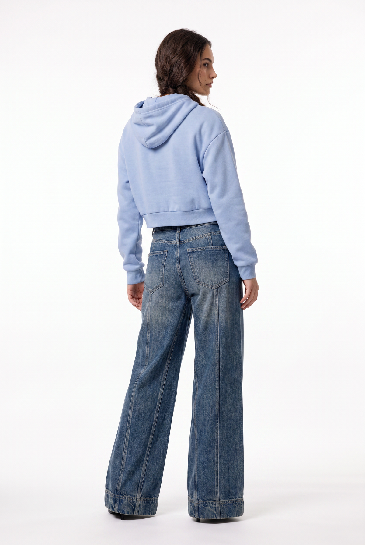 Blue Cropped New York Hoodie