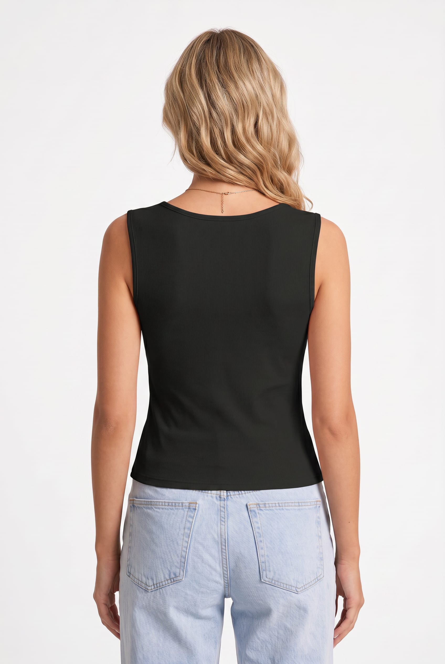 Black Tie-Front Peplum Tank Top