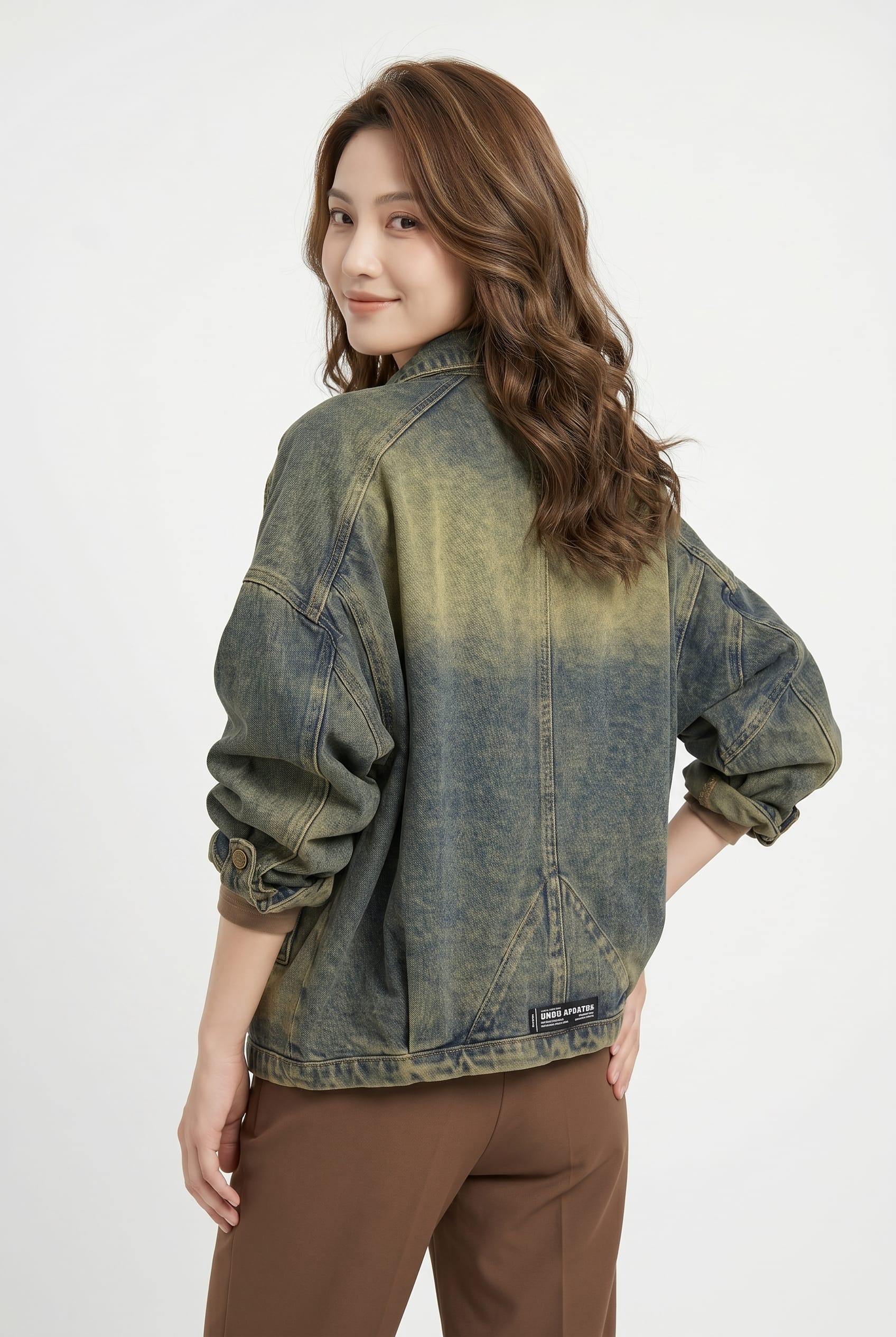 Olive Acid Wash Oversized Denim Jacket
