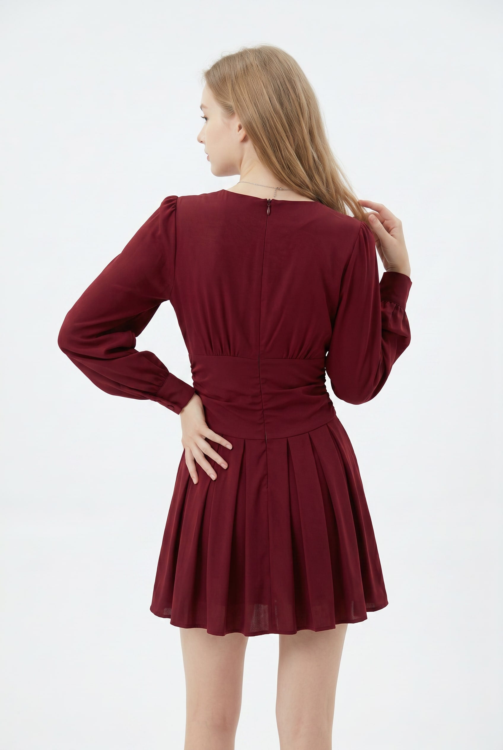 Burgundy Wrap Detail Mini Dress