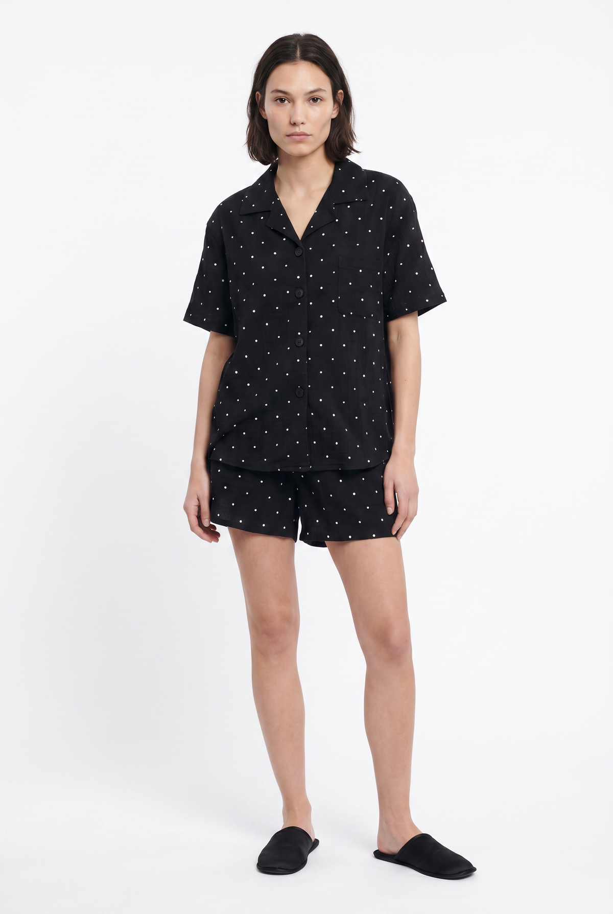 Black Polka Dot Pyjama Short Set