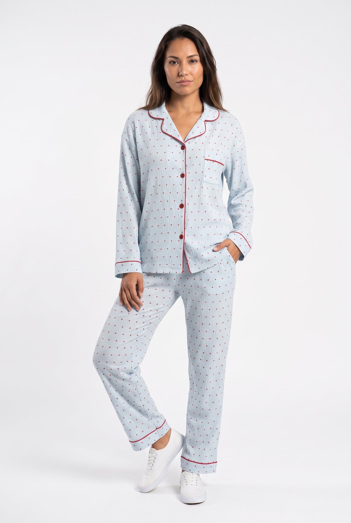 Blue Dotted Relaxed Pyjama Set