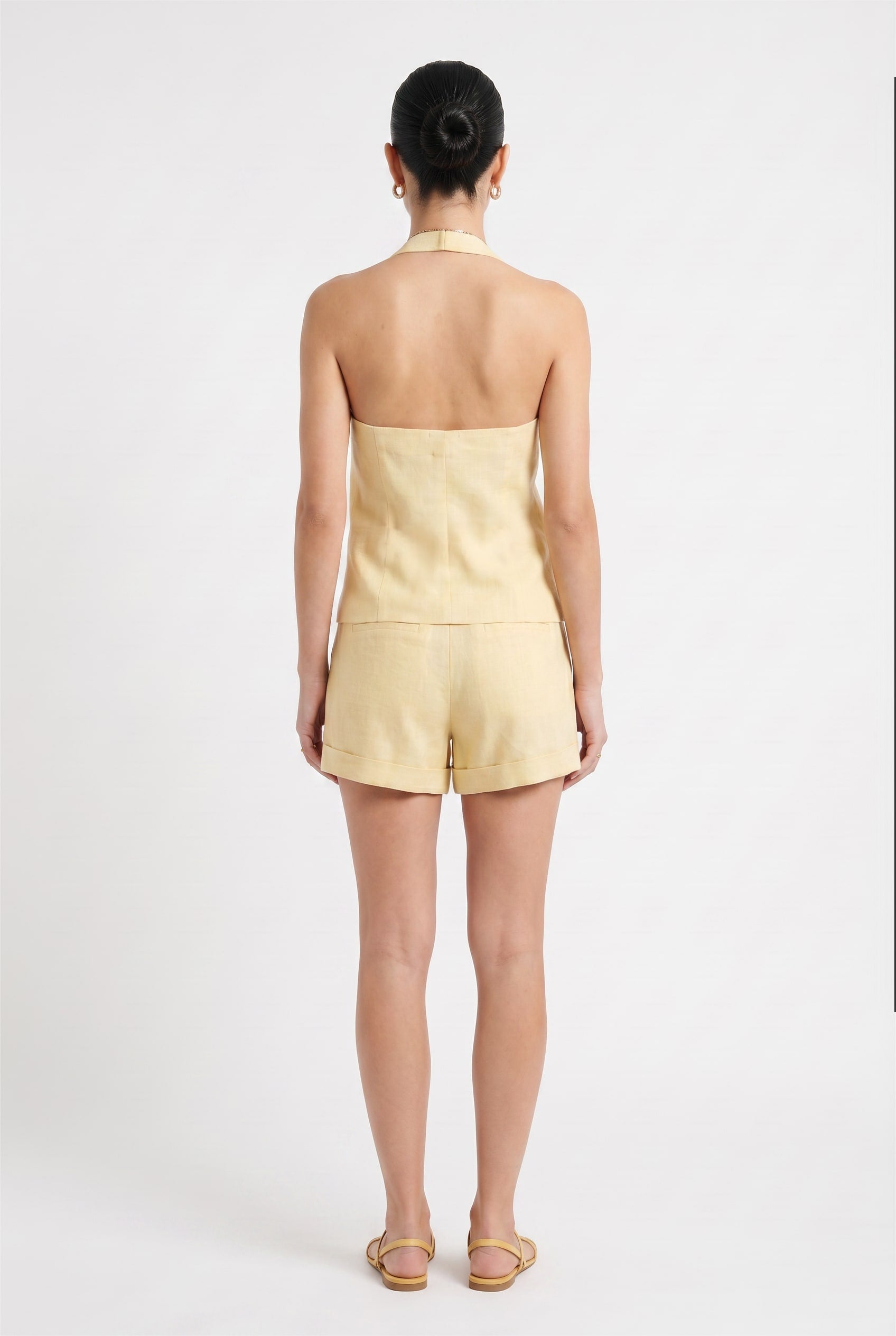 Pale Yellow Linen Halter Vest