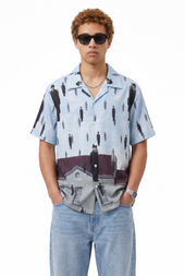 Art Print Blue Camp Shirt