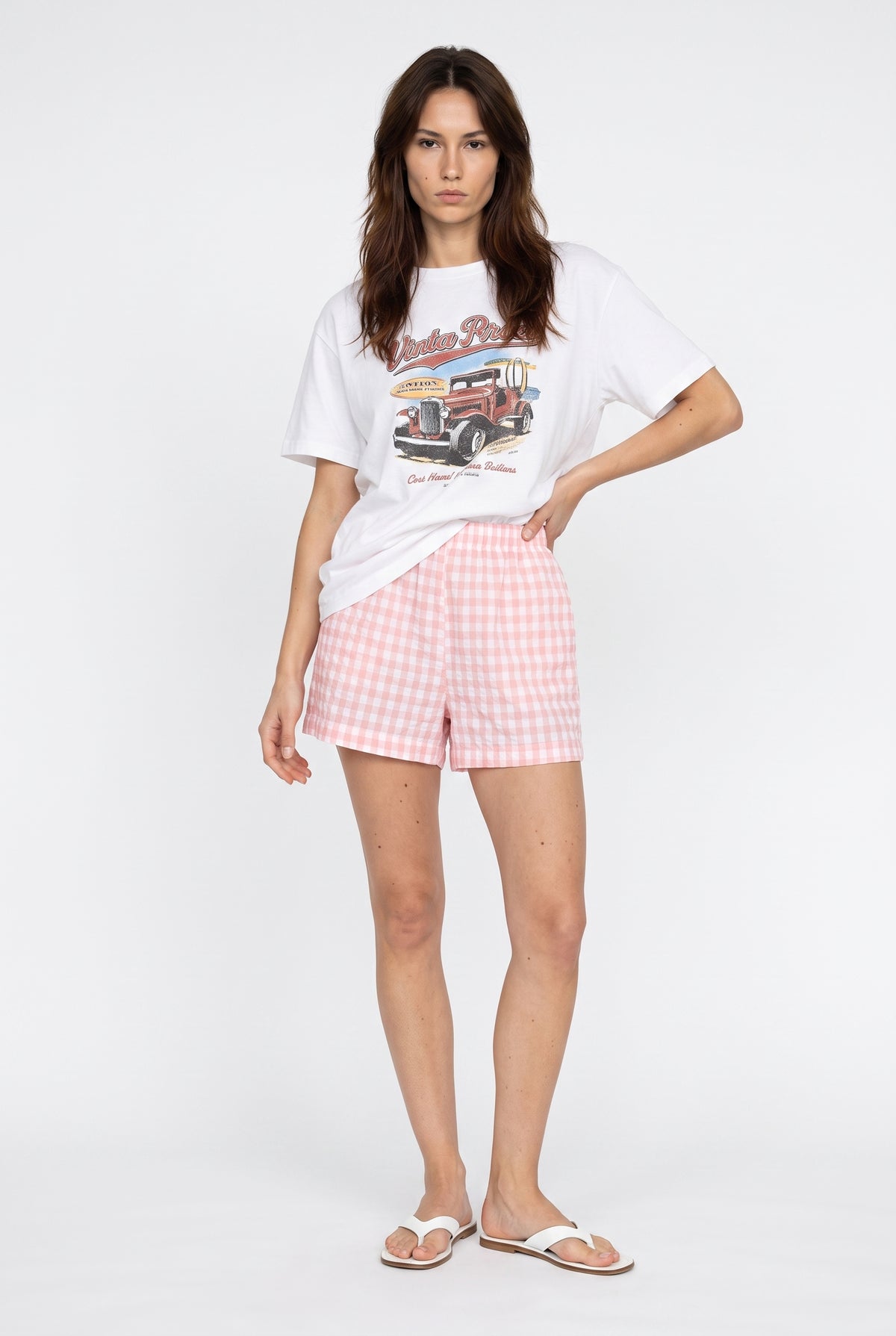 Pink Gingham Pull-On Shorts