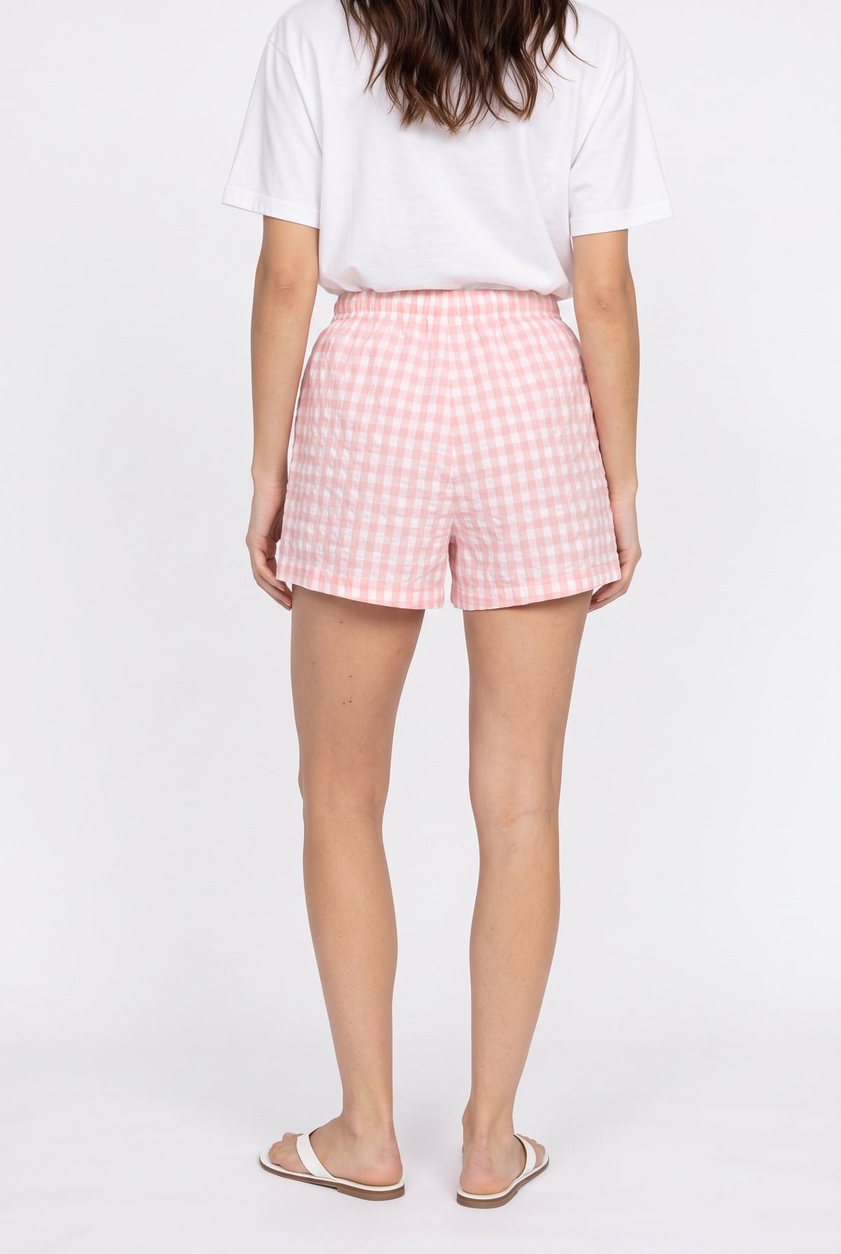 Pink Gingham Pull-On Shorts