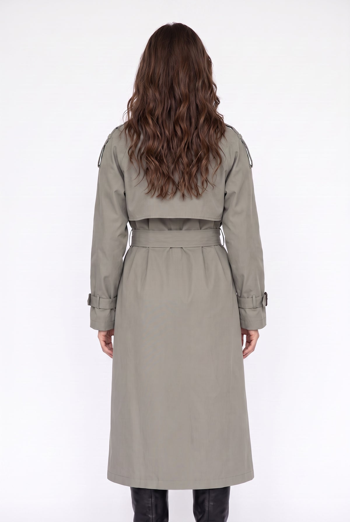 Sage Gray Longline Trench Coat