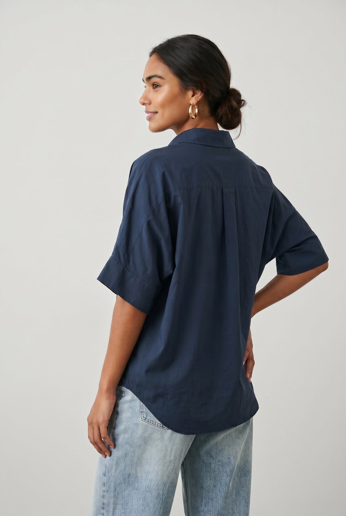 Navy Oversized Button-Down Shirt