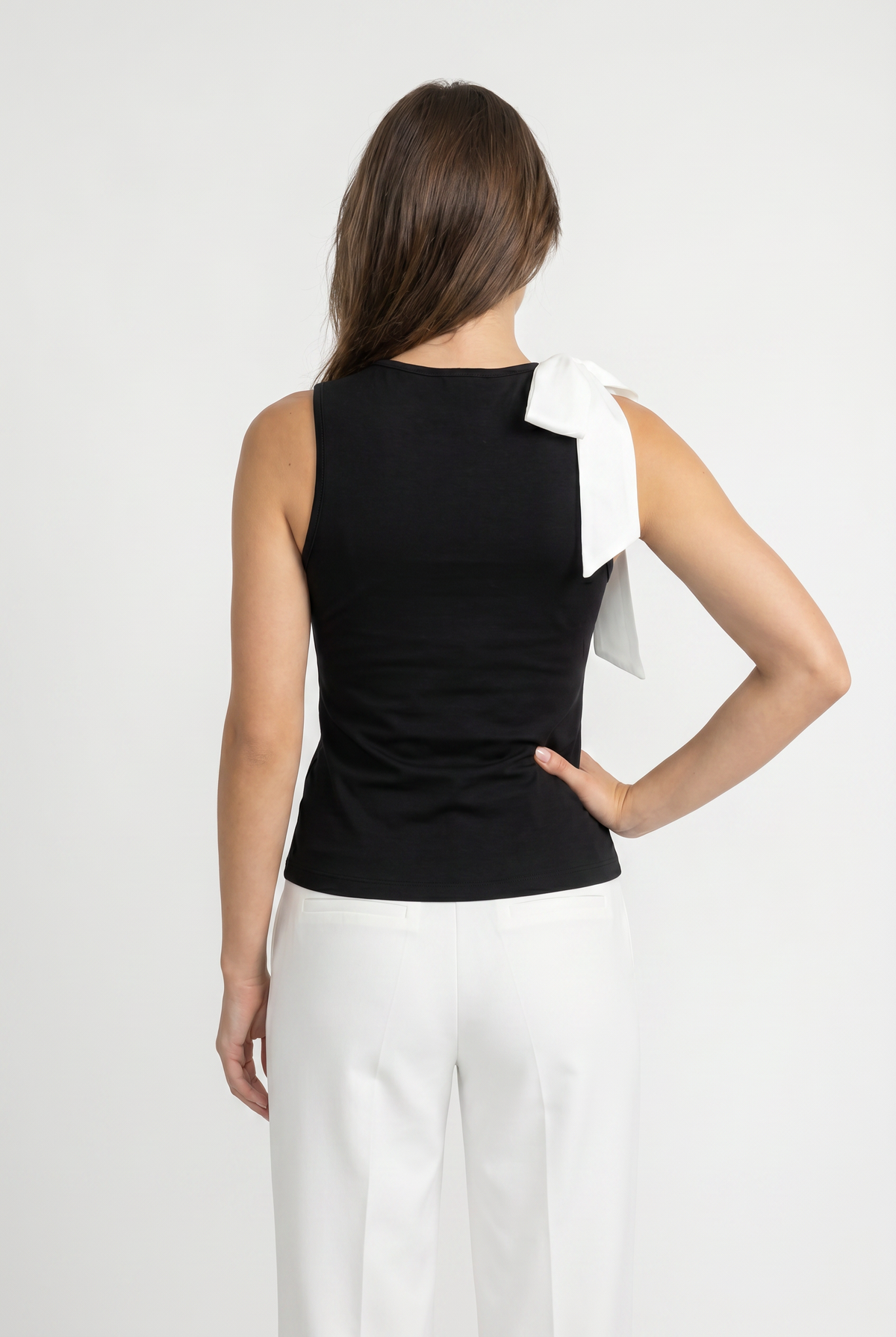 Black Sleeveless Fitted Blouse Top