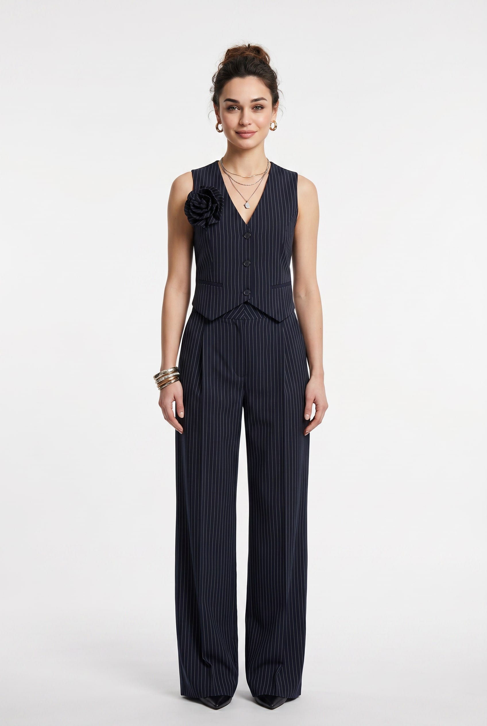 Navy Pinstripe Vest and Trouser Co-ord