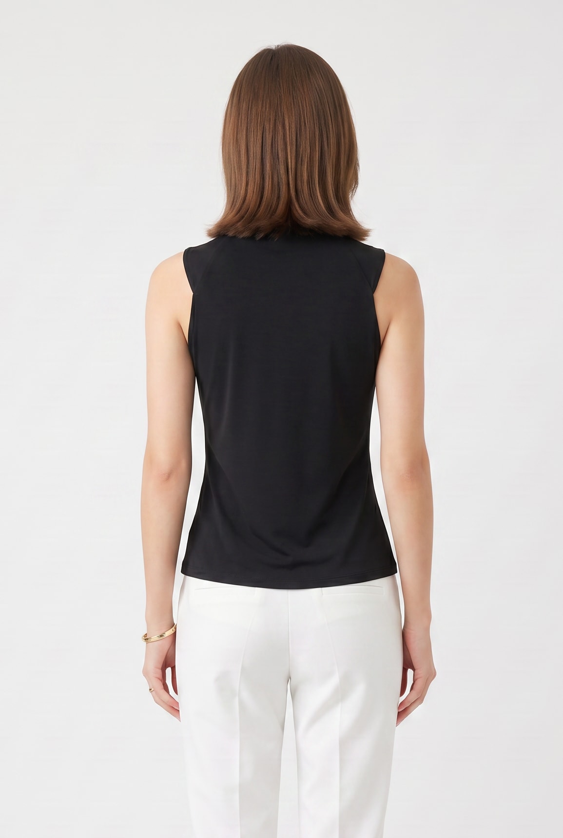 Black Halter Neck Ring Detail Top
