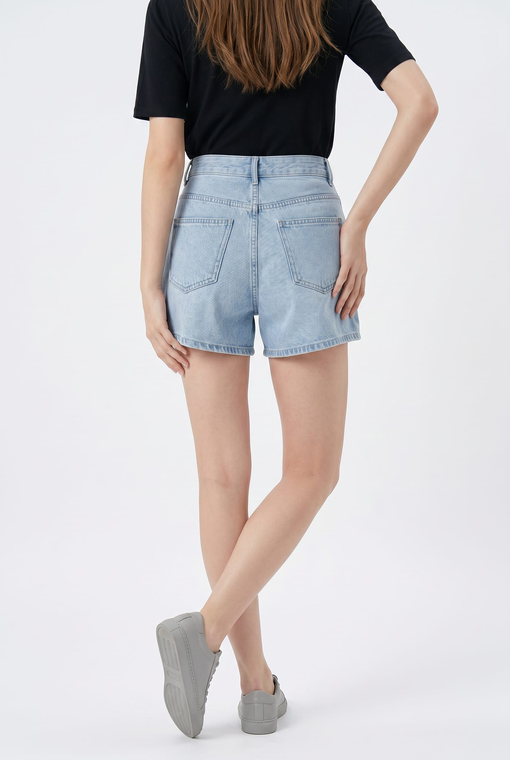 Light Blue High-Waisted Denim Shorts