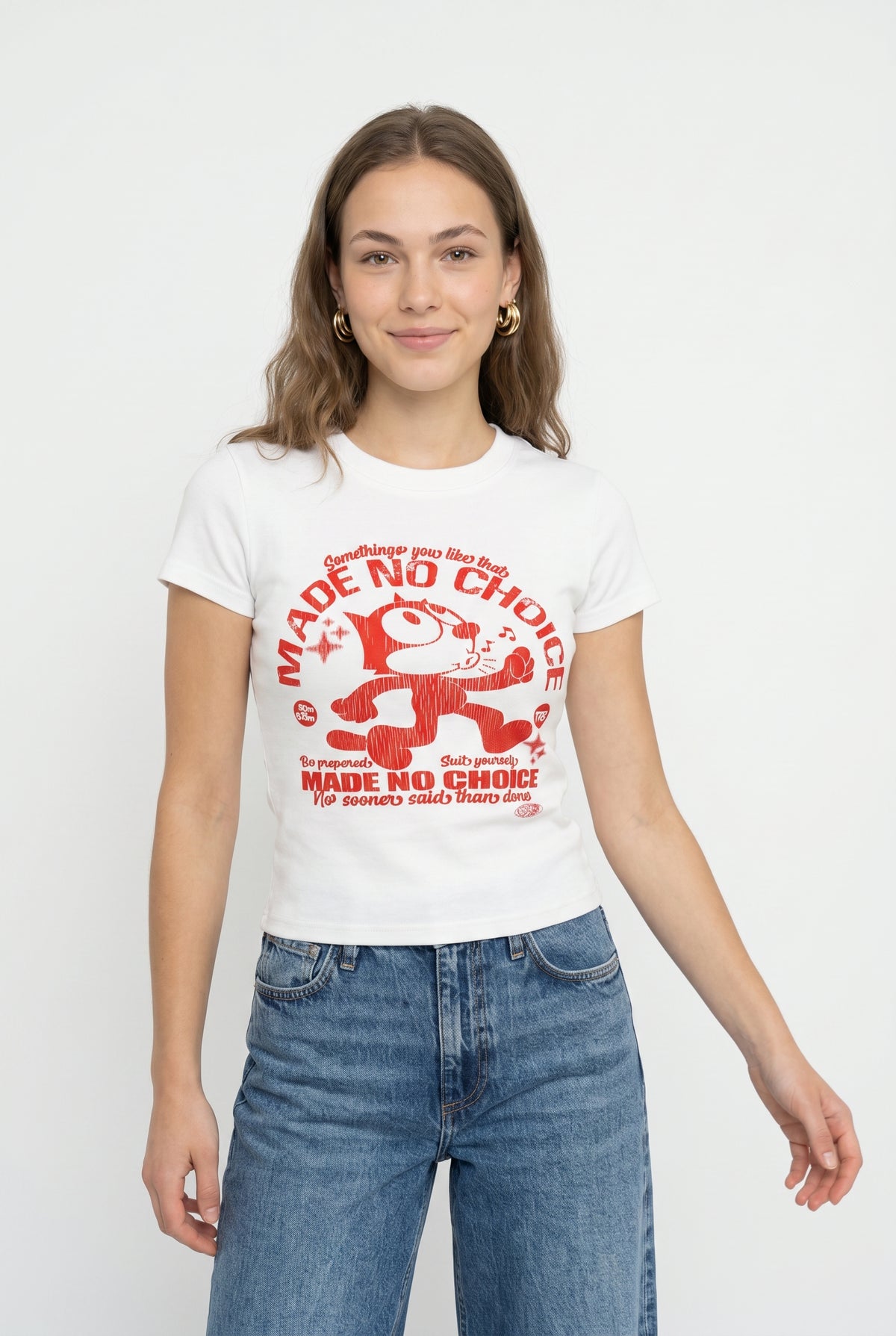 White Graphic Baby Tee Shirt