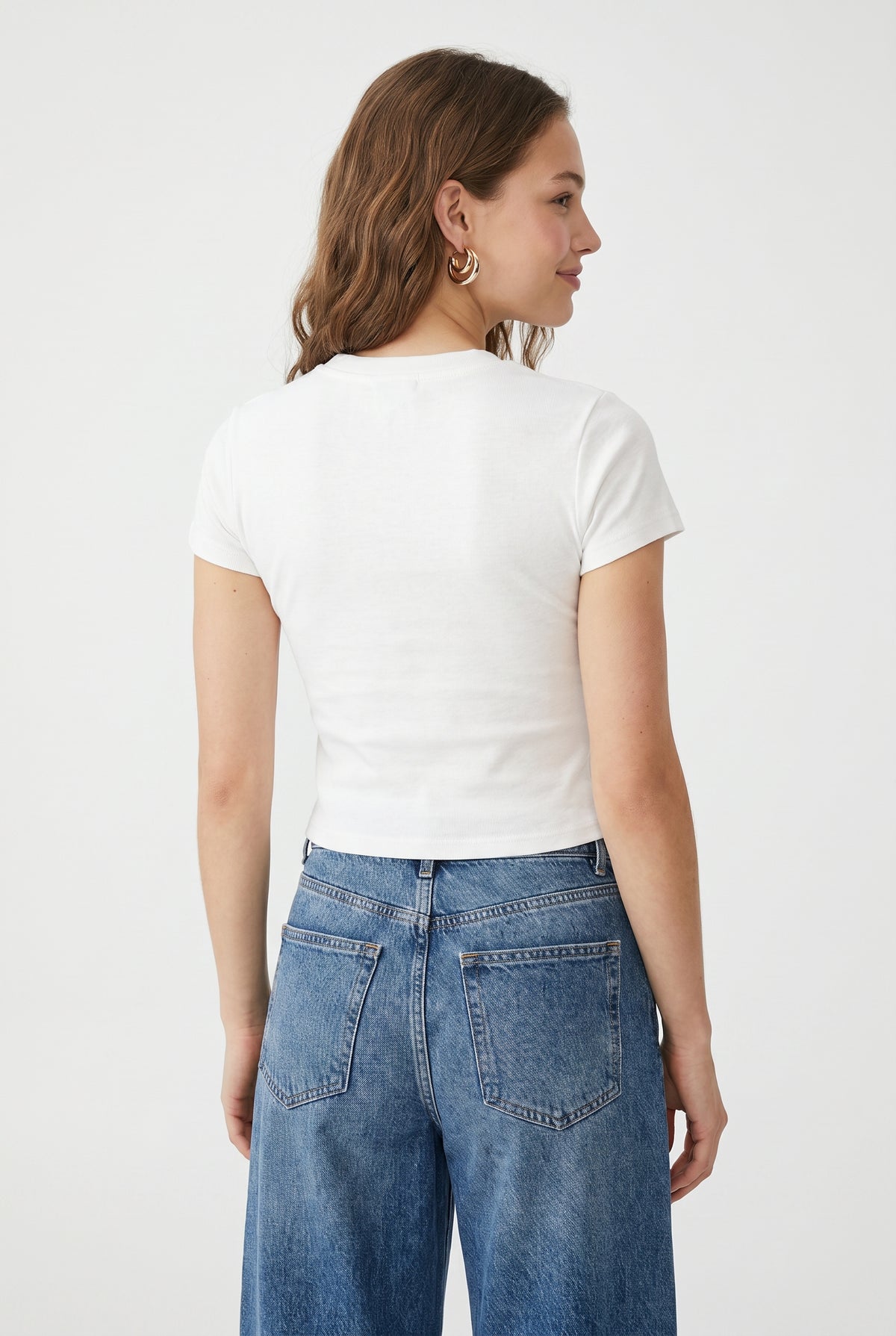 White Graphic Baby Tee Shirt