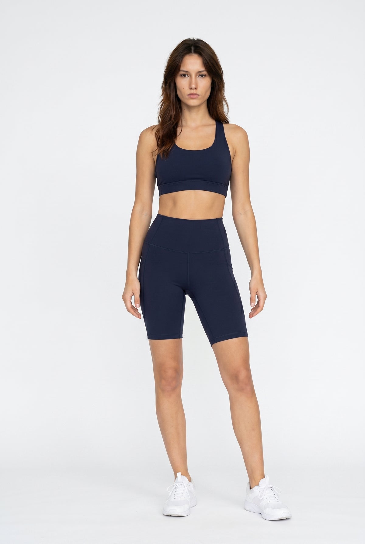 Navy Nylon Bra Biker Set