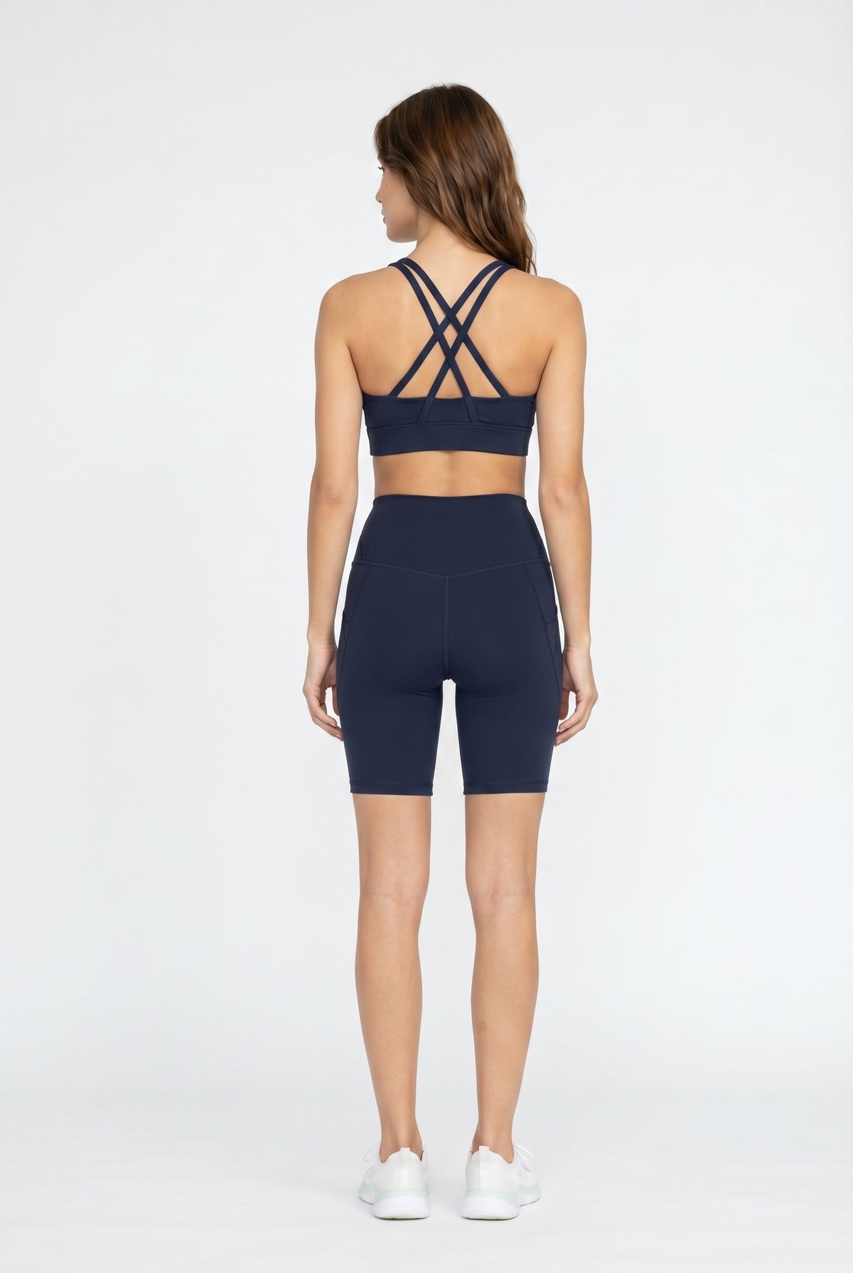 Navy Nylon Bra Biker Set