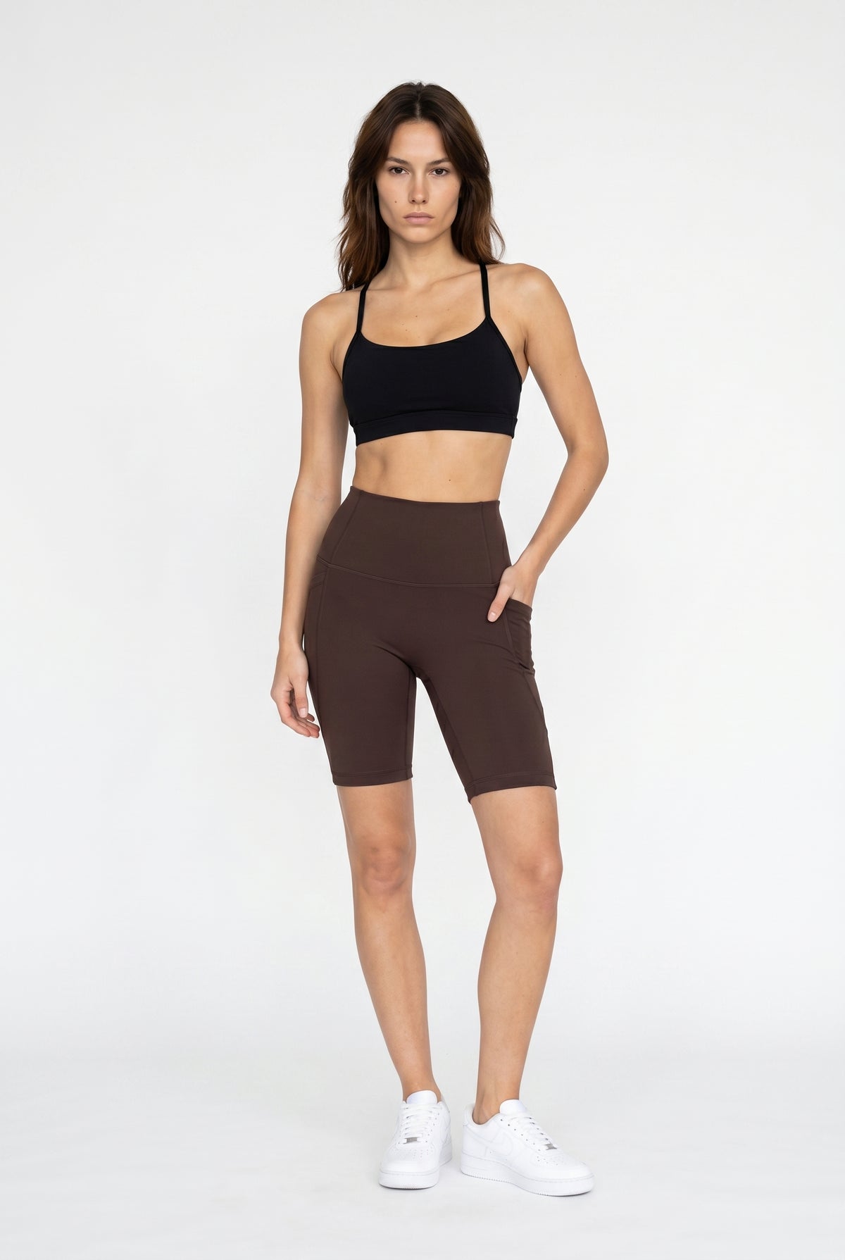 Brown High Waist Biker Shorts