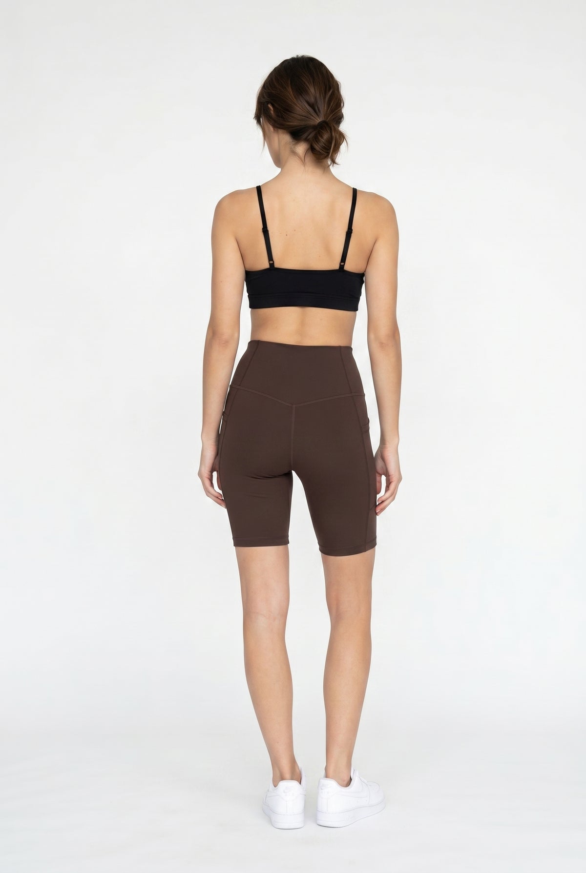 Brown High Waist Biker Shorts