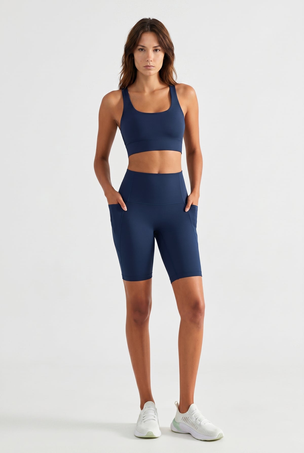 Navy Strappy Sports Biker Set