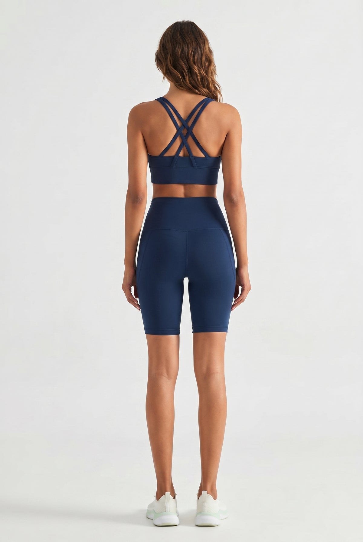 Navy Strappy Sports Biker Set