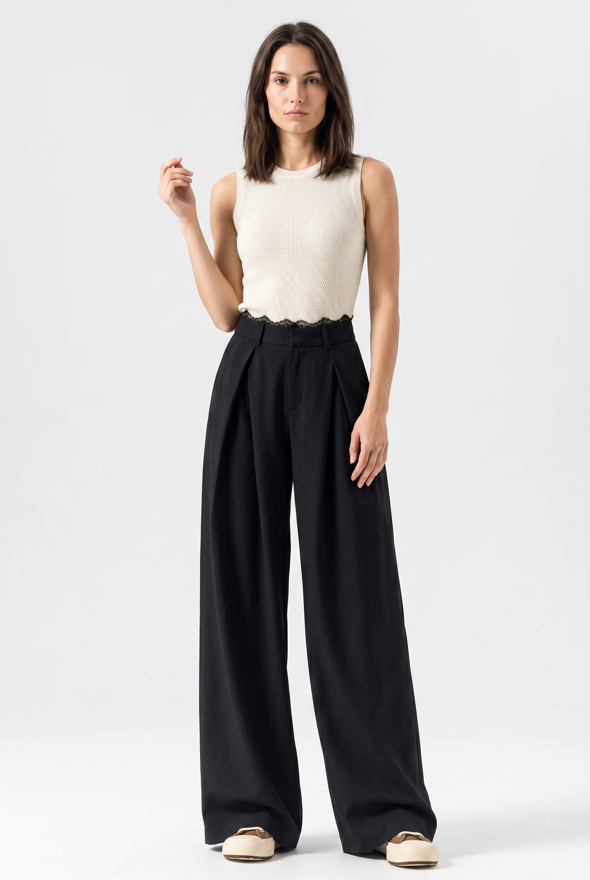 Black Wide Leg Modal Trousers