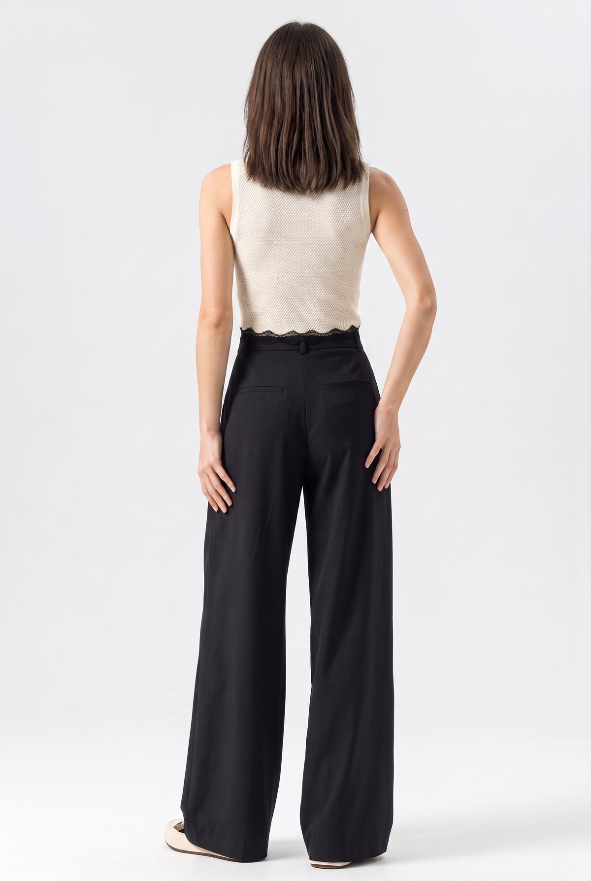 Black Wide Leg Modal Trousers