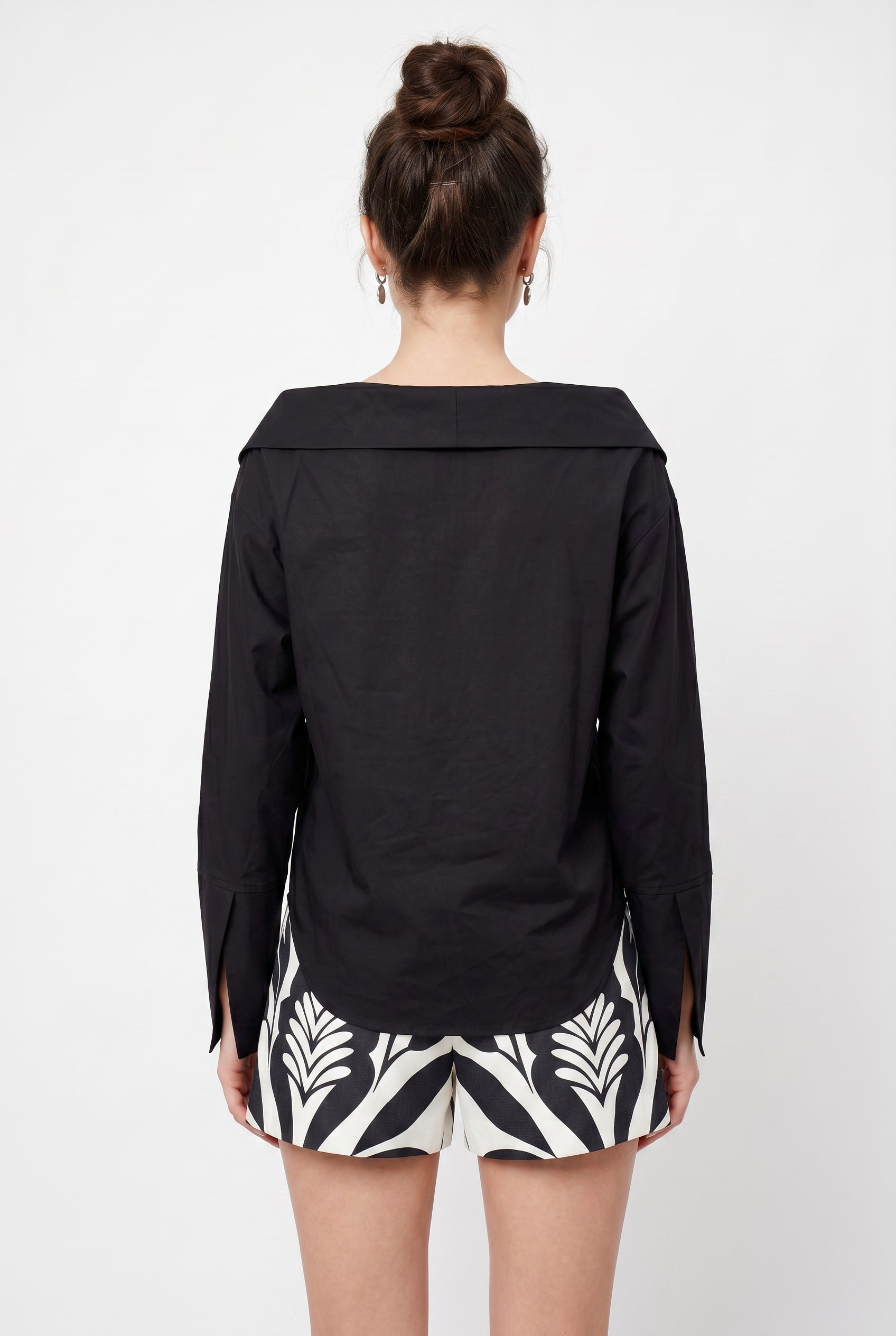 Black Off-Shoulder Twisted Front Shirt