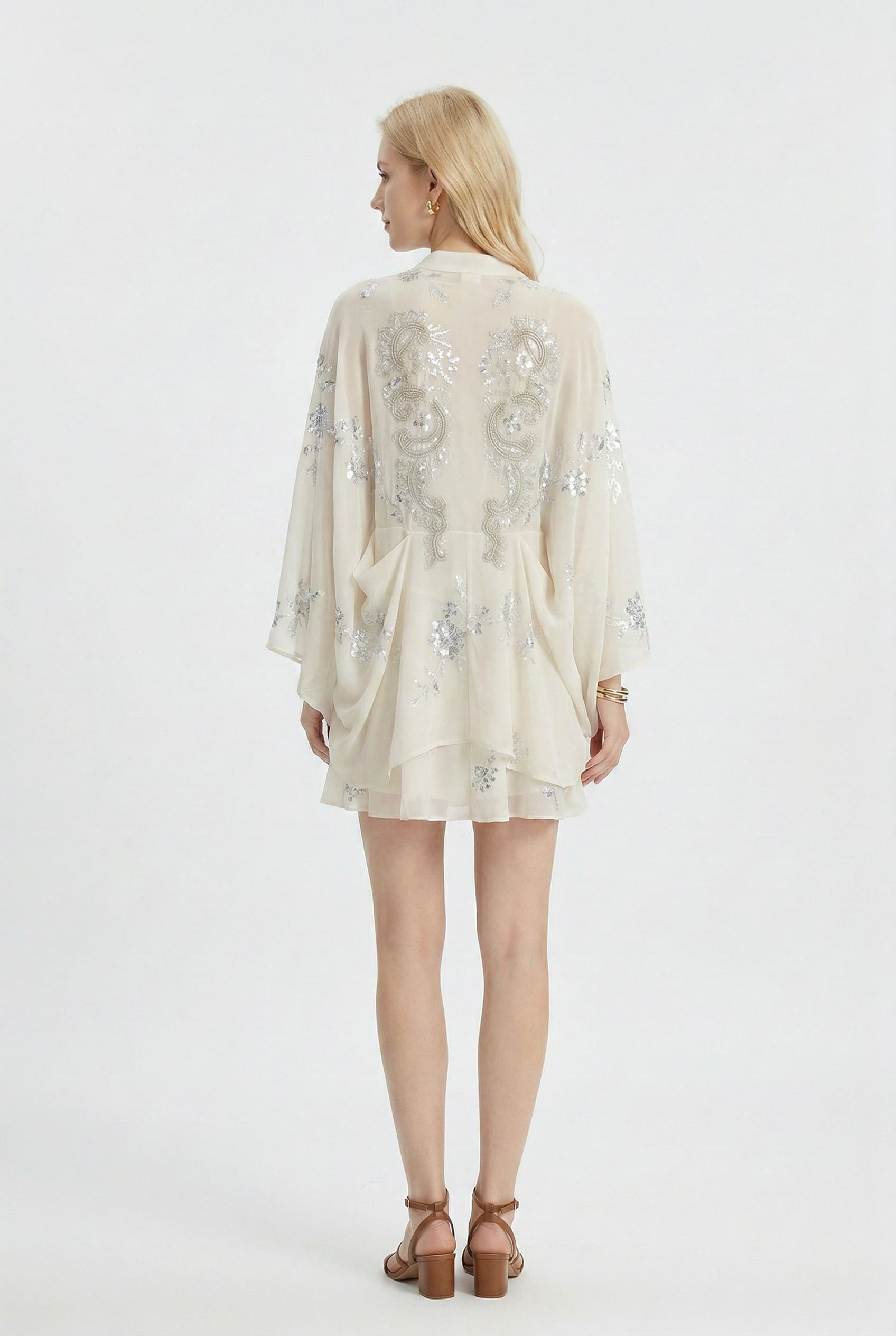 Ivory Embellished Sequin Dress