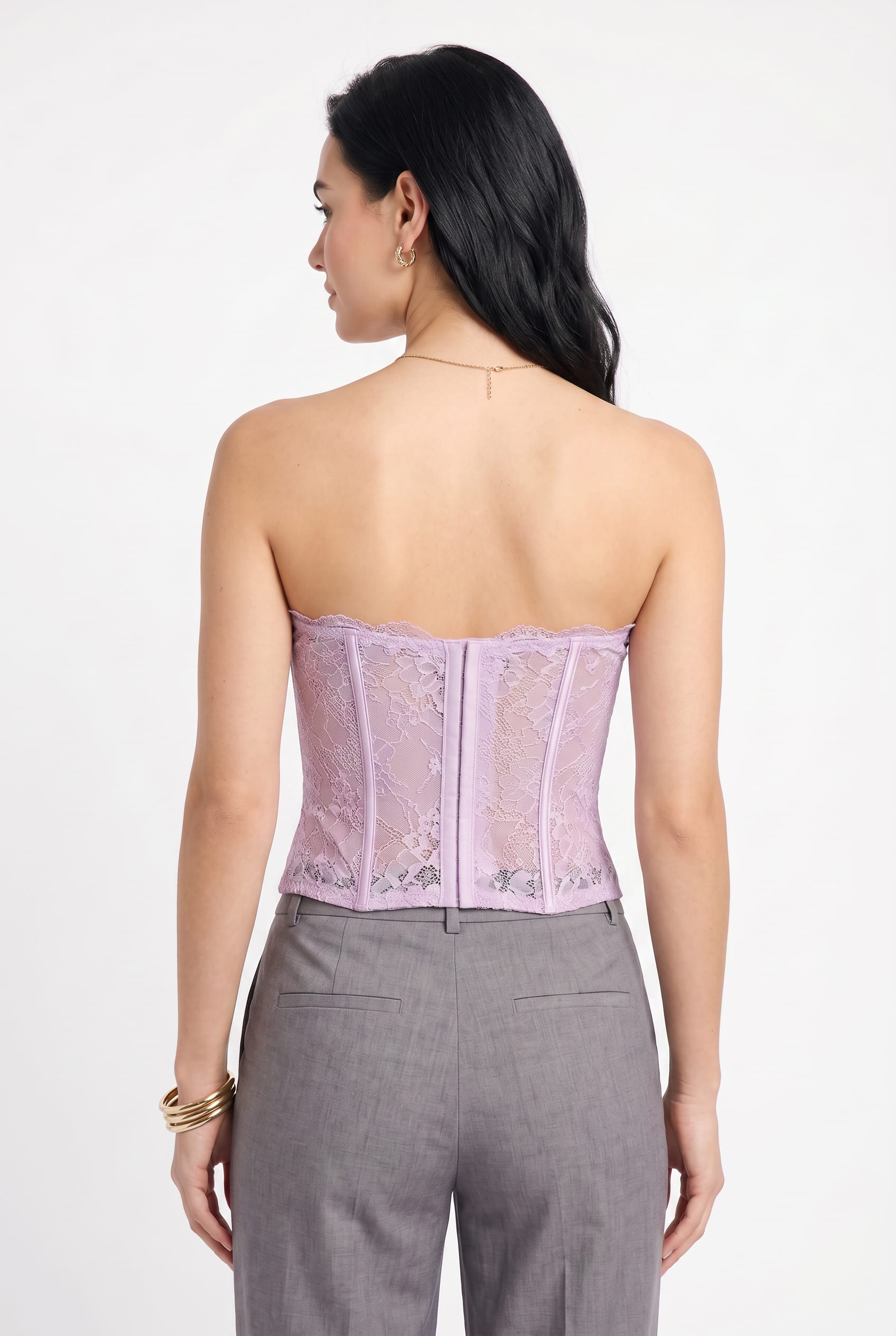 Lilac Lace Panel Bustier Corset Top