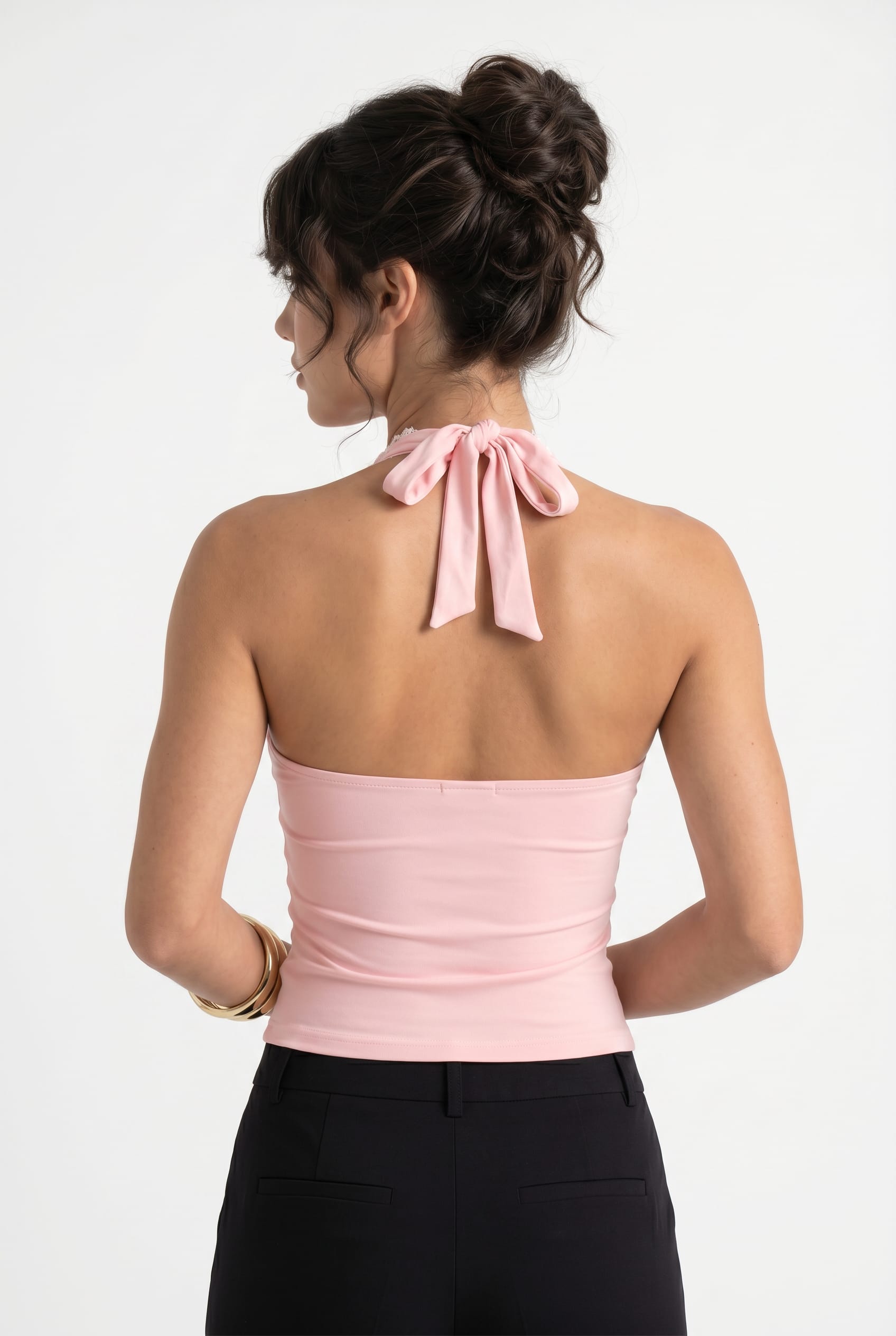 Blush Pink Halter Tie-Front Top