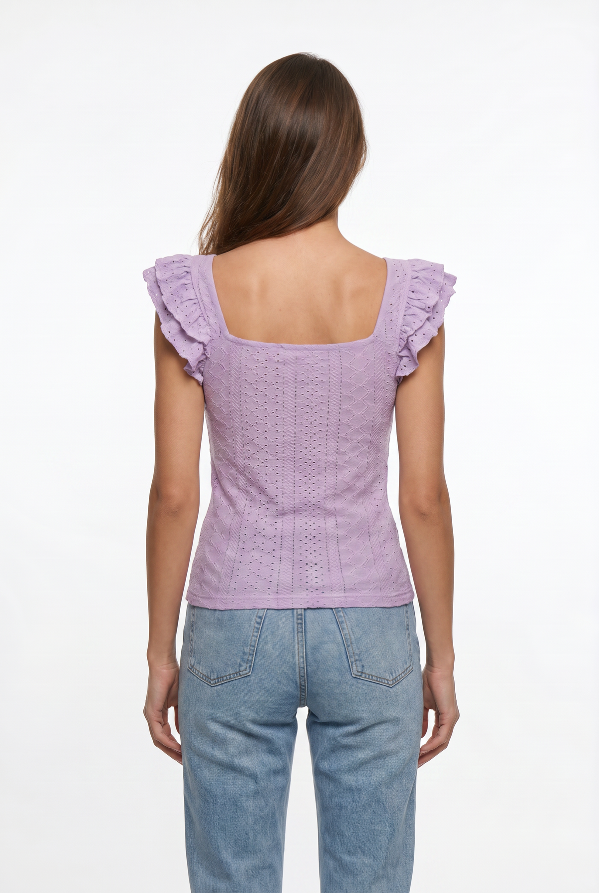 Lilac Ruffle Sleeve Knit Top