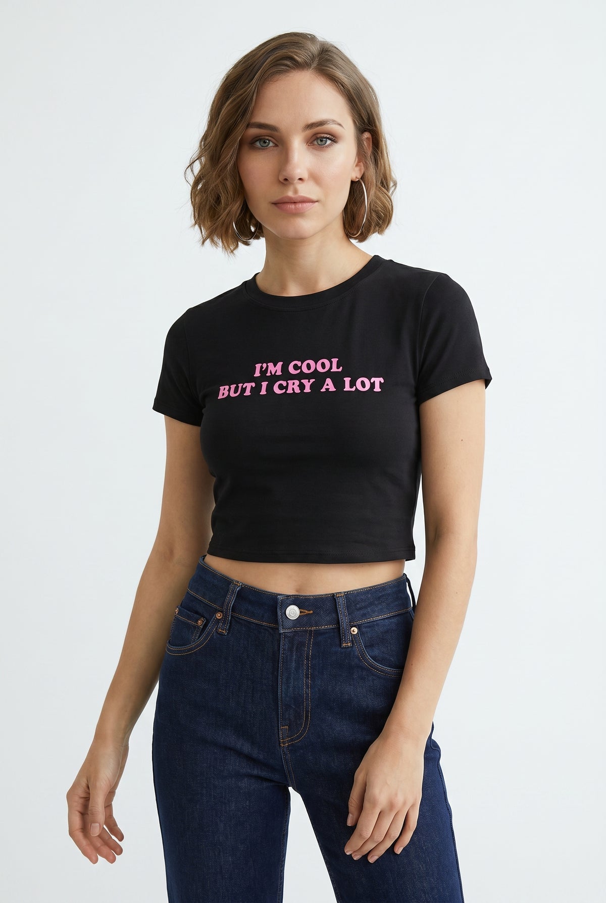 Black Graphic Crop T-Shirt