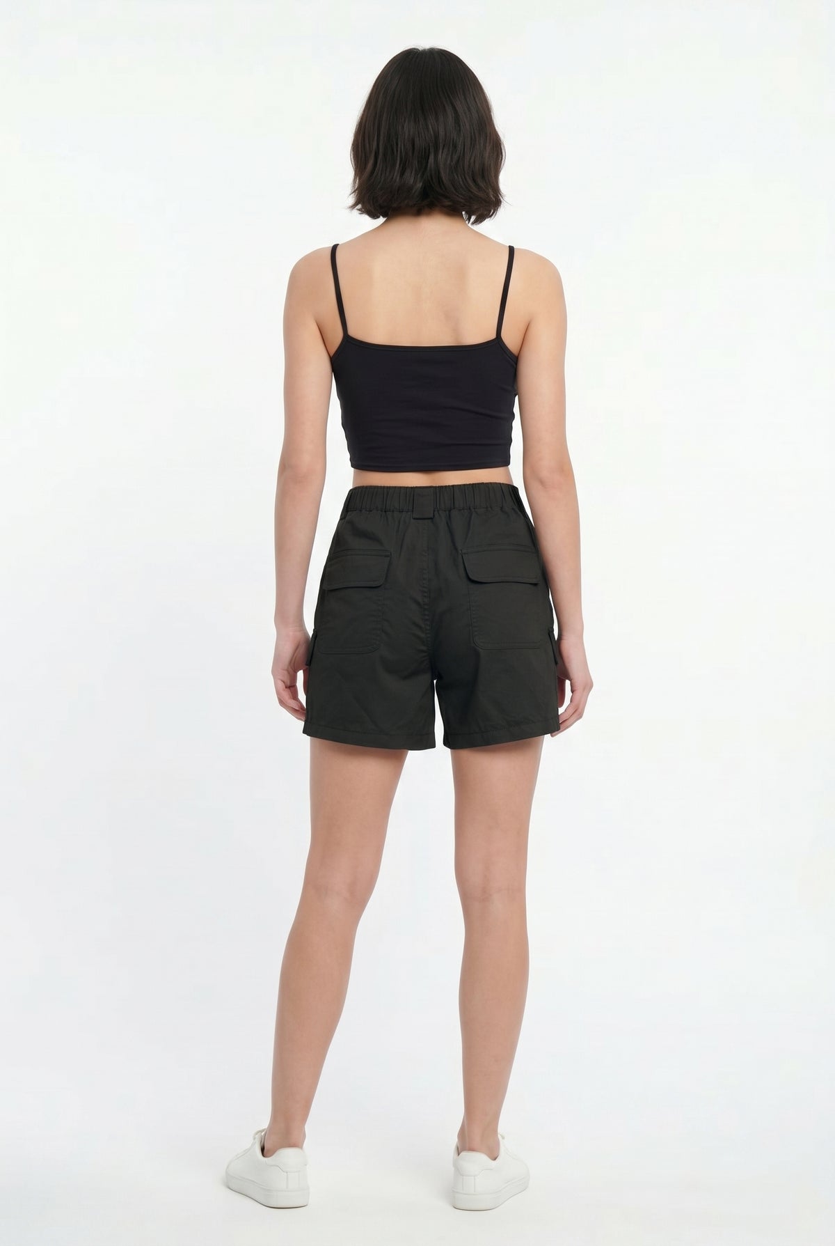 Black Utility Cargo Mini Shorts