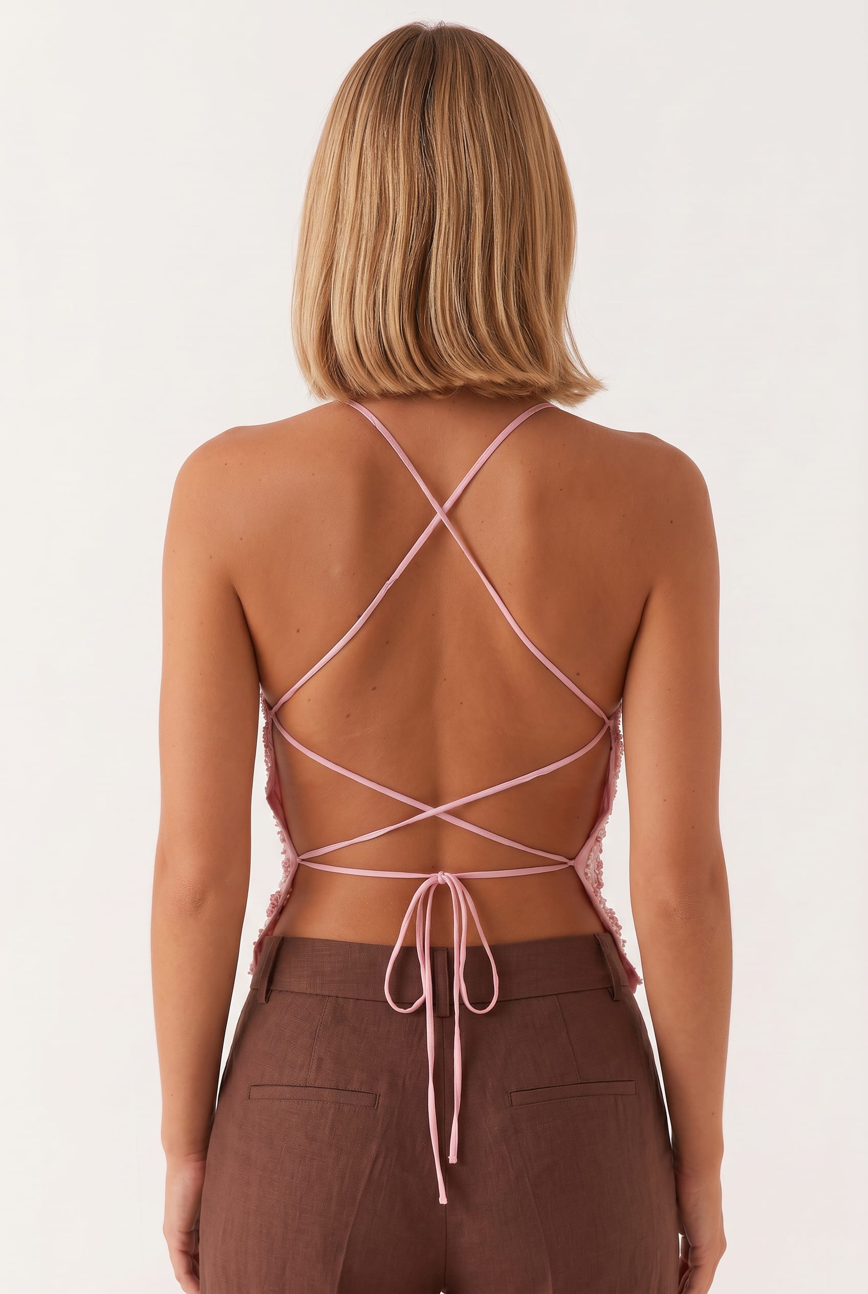 Pink Beaded Embellished Cami Top